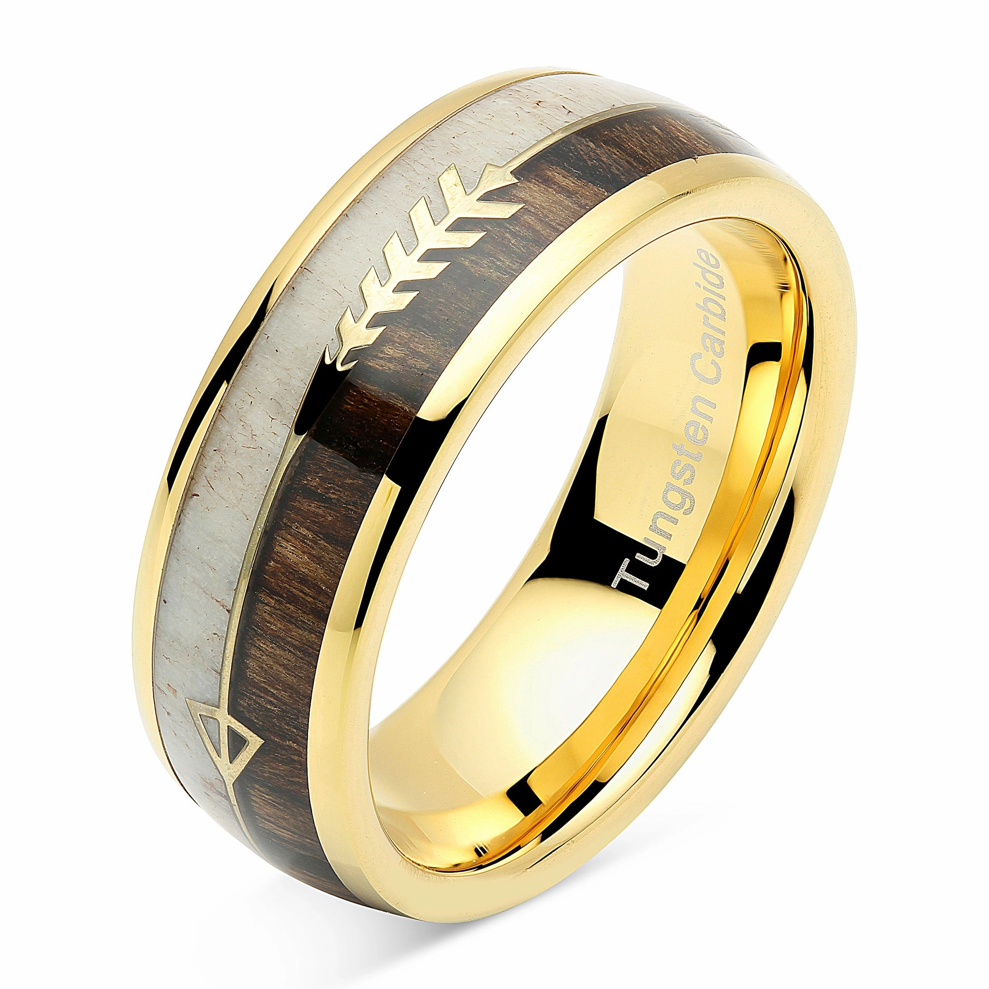 Tungsten Ring Wedding Band Deer Antler Koa Wood Inlaid Engagement Size 6-16 Traditional Mark Fashionable Symbol