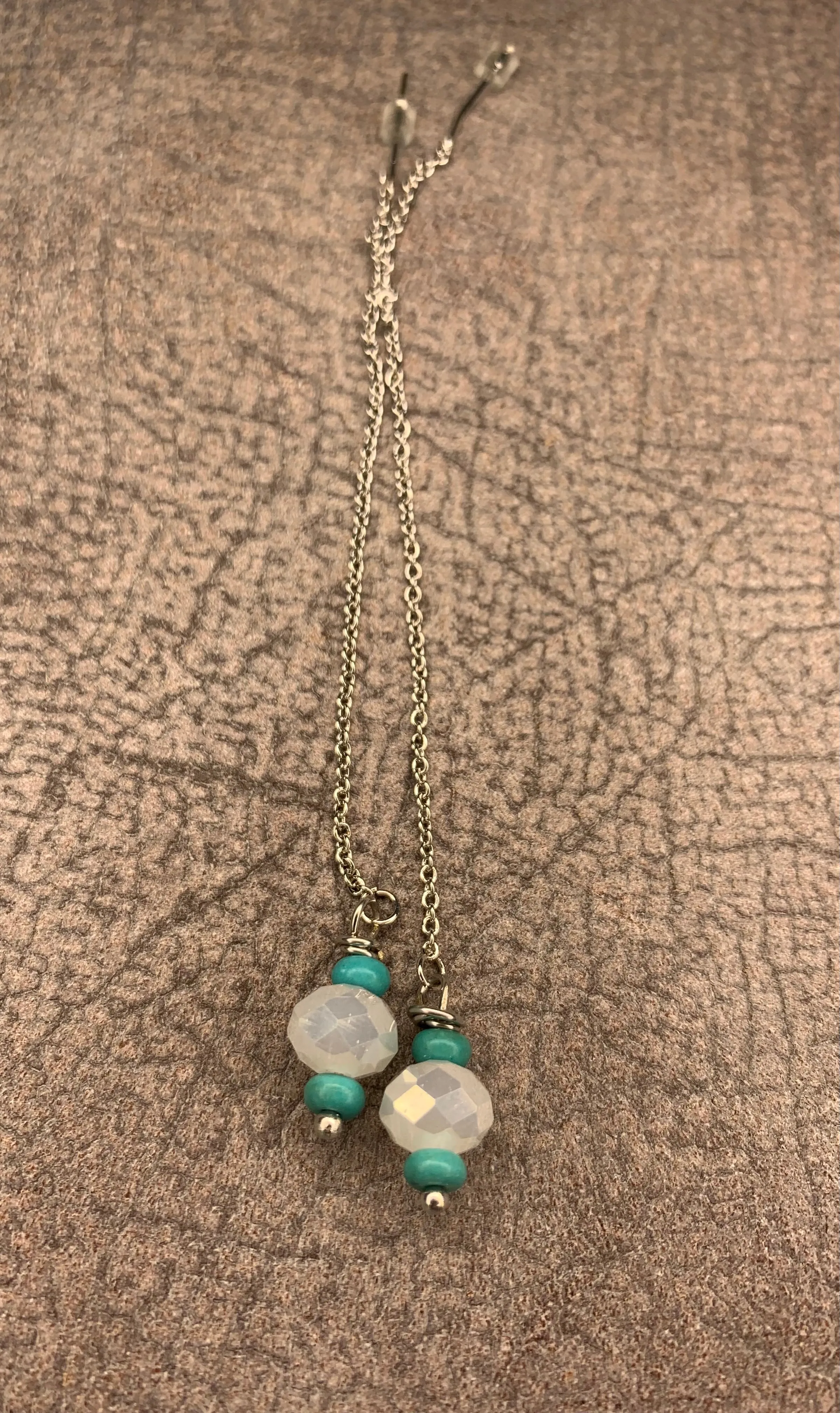 Turquoise & Glass Faceted Threader Earrings