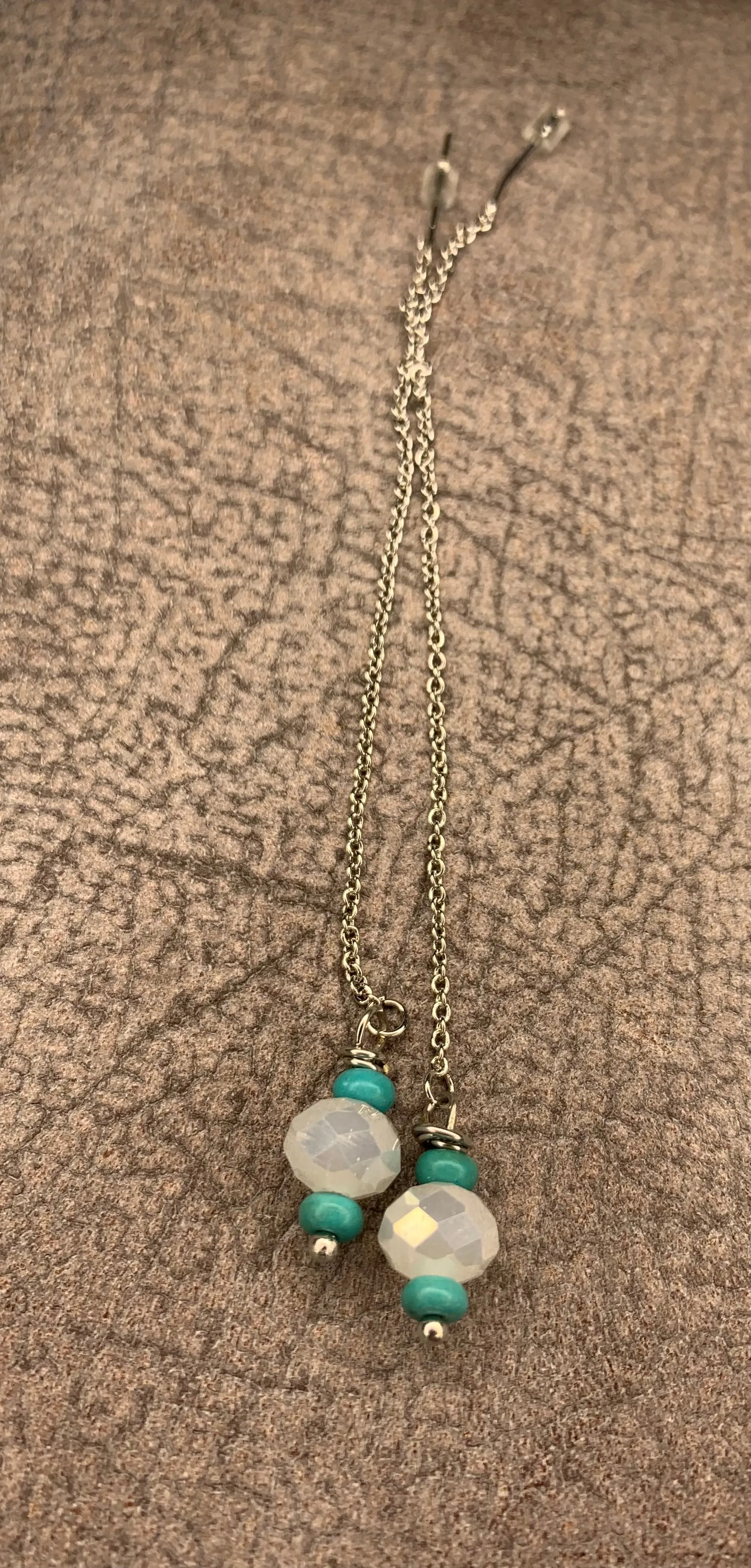 Turquoise & Glass Faceted Threader Earrings