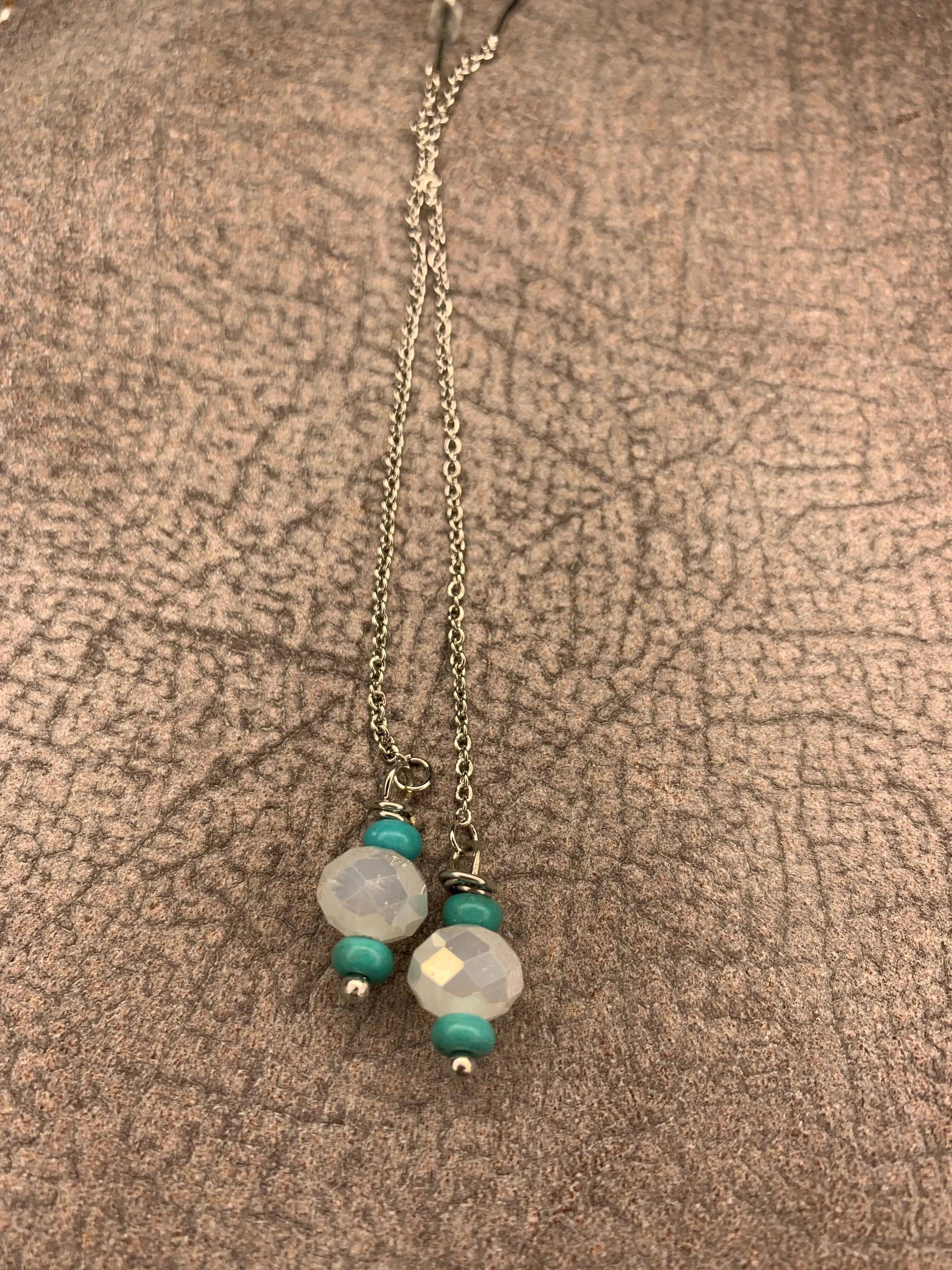 Turquoise & Glass Faceted Threader Earrings
