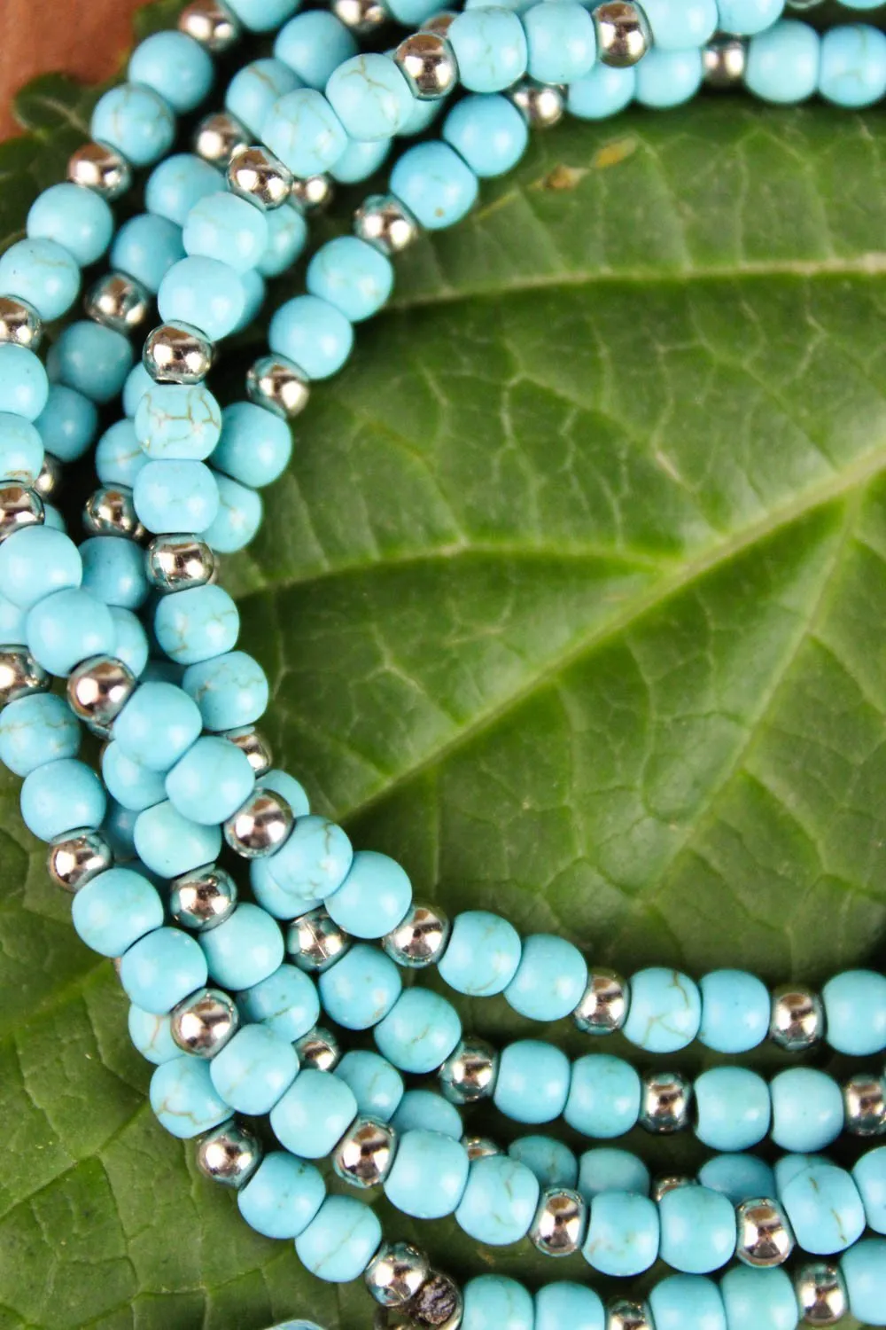 Turquoise and Silver Wrap Necklace with Tassel