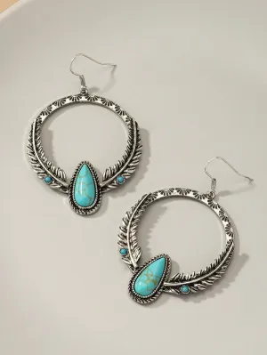 Turquoise Earrings with Beaded Hoop
