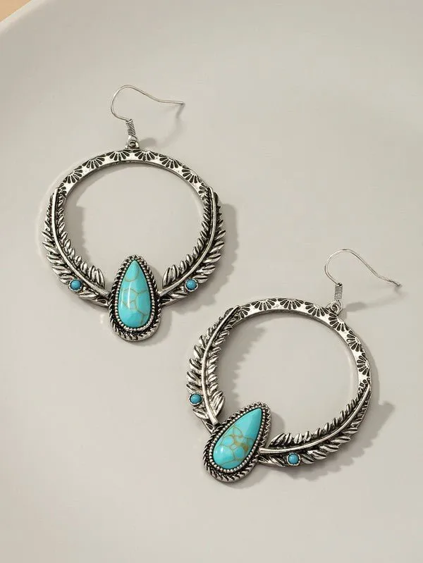 Turquoise Earrings with Beaded Hoop