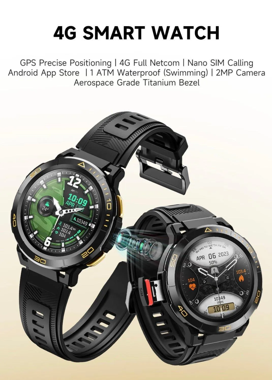 TUTT ZL1 Rugged Android AMOLED Smart Watch 4G GPS | 2MP HD Camera | IP68 1 ATM | 2GB-16GB ROM | Titanium Alloy