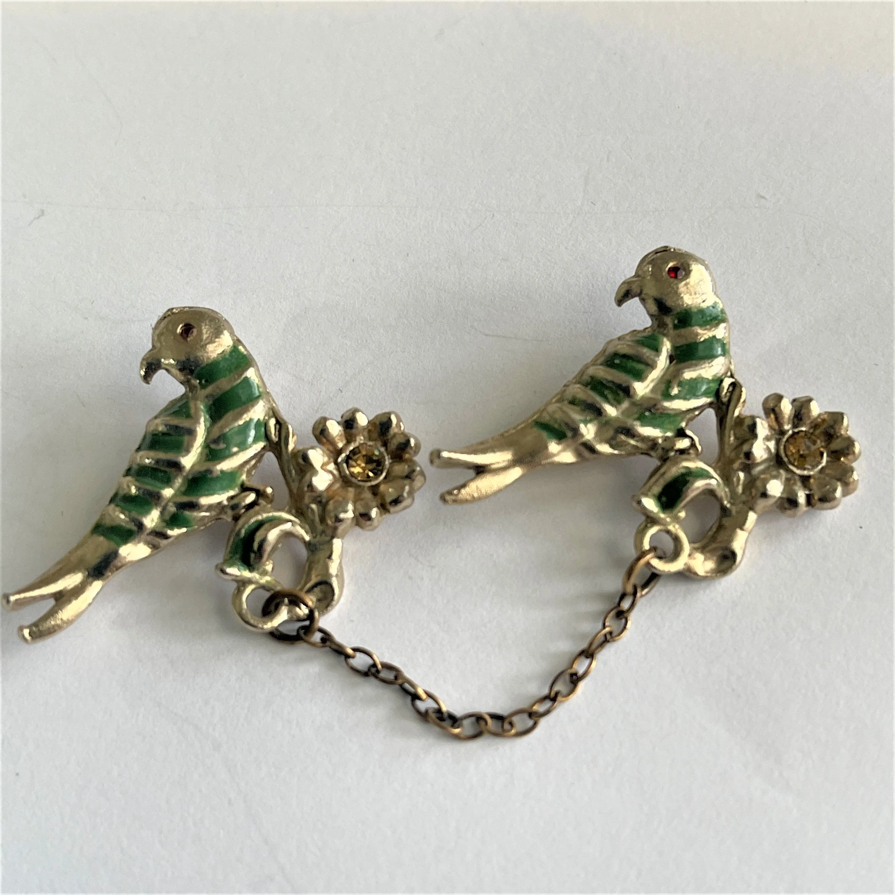 Twin Birds 1950's Vintage Brooch