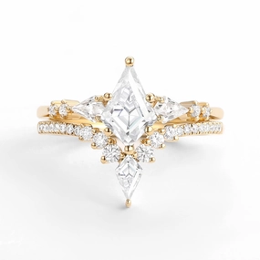 Daily Style Twin Flames - Women Kite Moissanite Wedding Ring Sets 2pcs