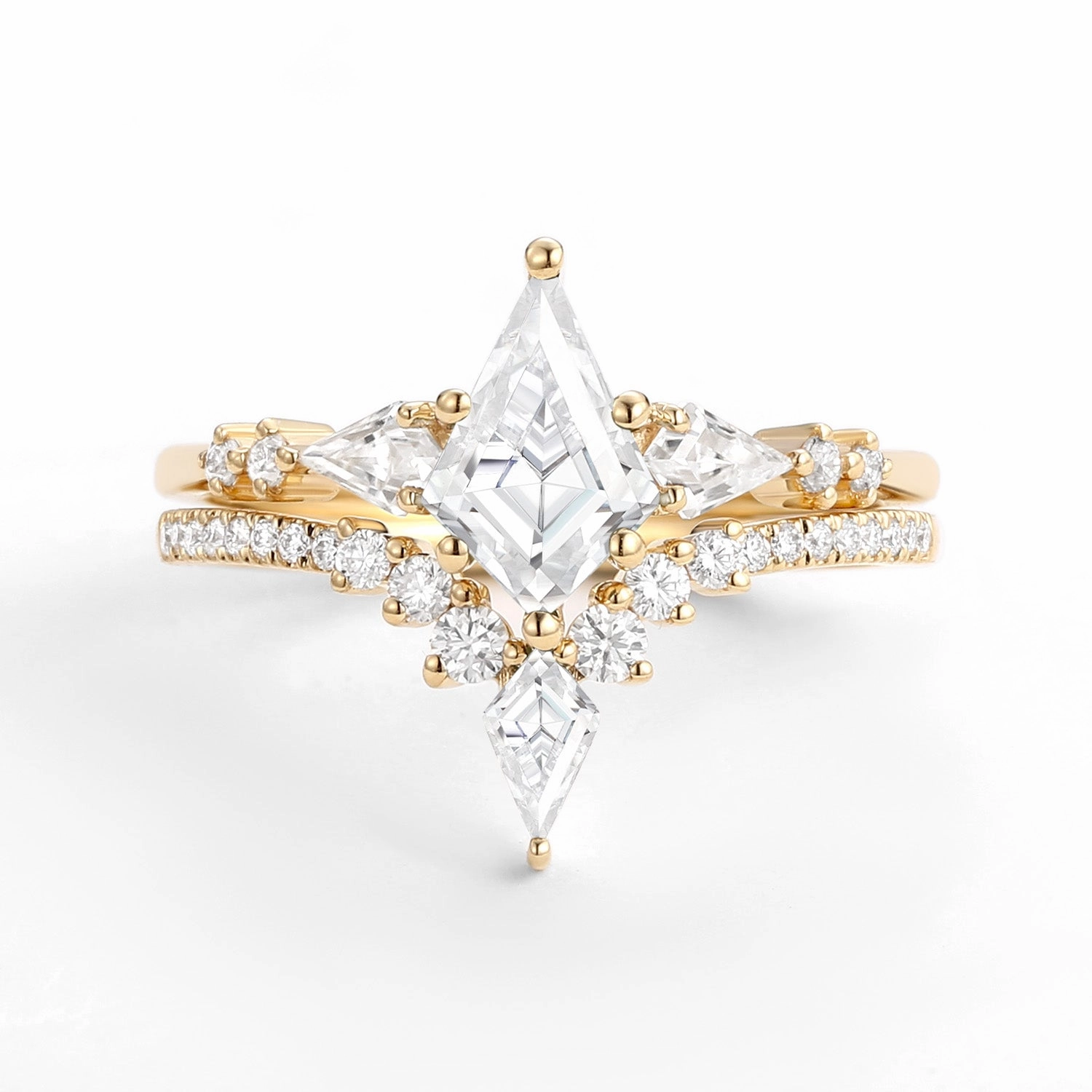 Daily Style Twin Flames - Women Kite Moissanite Wedding Ring Sets 2pcs