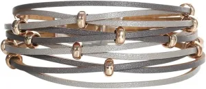 Two Tone Cross Beads Leather Bracelet For Women Vintage Multilayer Wrap Wide Bracelets & Bangles Charm Jewelry jewelry gift