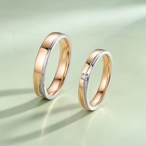 Glow Up Look Two-tone Minimalism Moissanite Couple Ring Set 2pcs - Echo