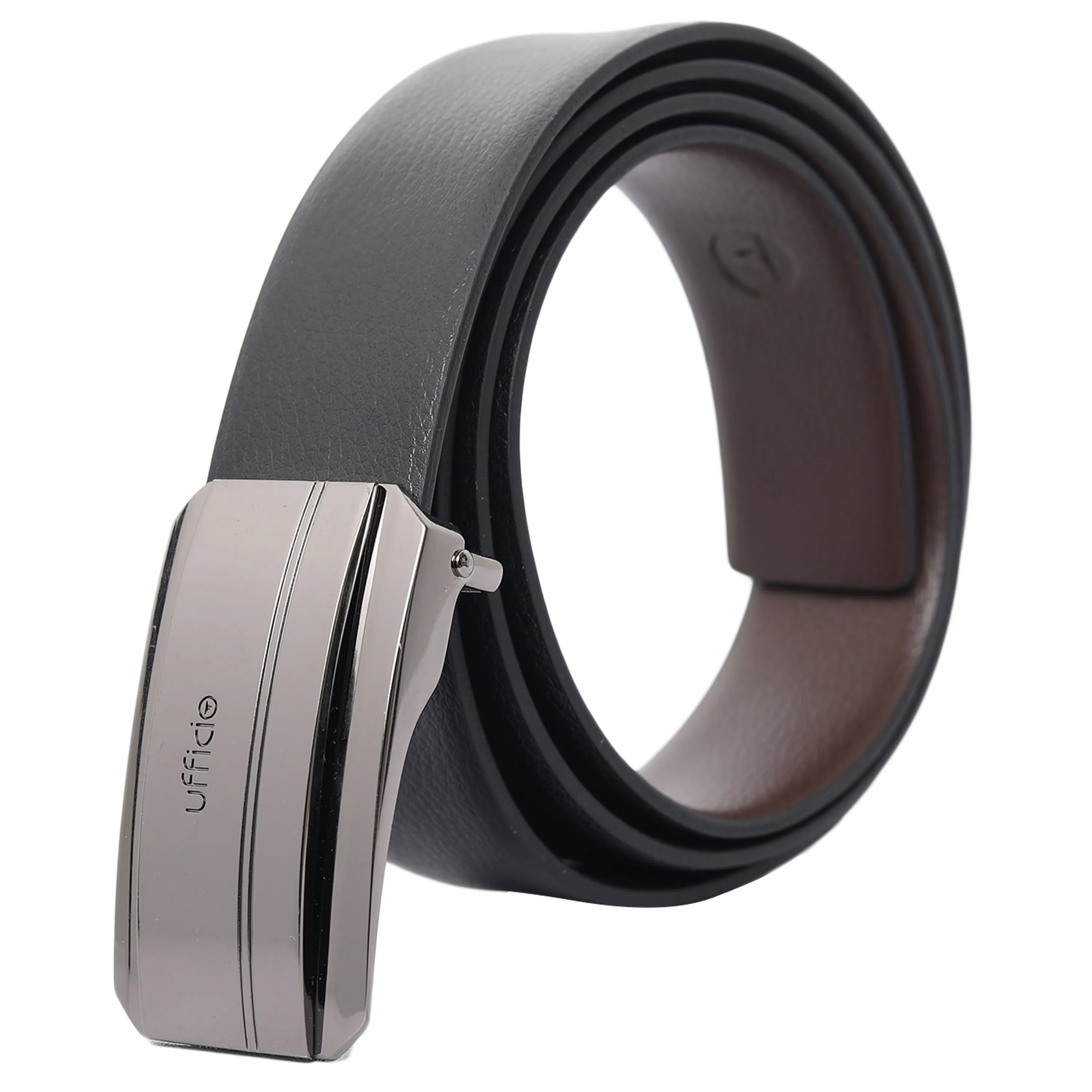Ufficio Men's Reversible Genuine Leather Belt (Formal, Brown/Black)