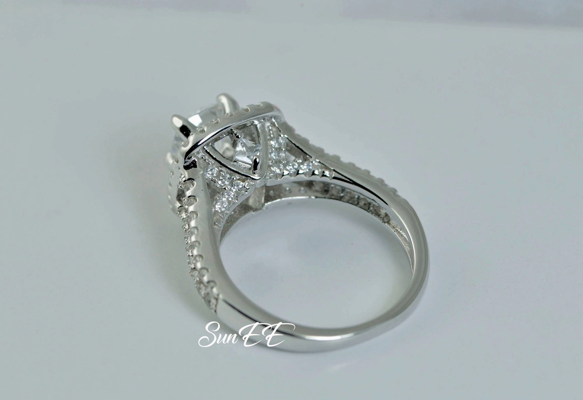 2.35 carat Double Halo Cushion Cut Bridal Wedding Engagement Ring Diamond Simulated 925 Sterling Silver Anniversary Ring SKU:00152 Economical Decoration Modern Piece