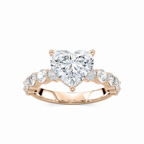 Economical Style Uma Heart Lab Grown Diamond Shared Prong Hidden Halo Engagement Ring