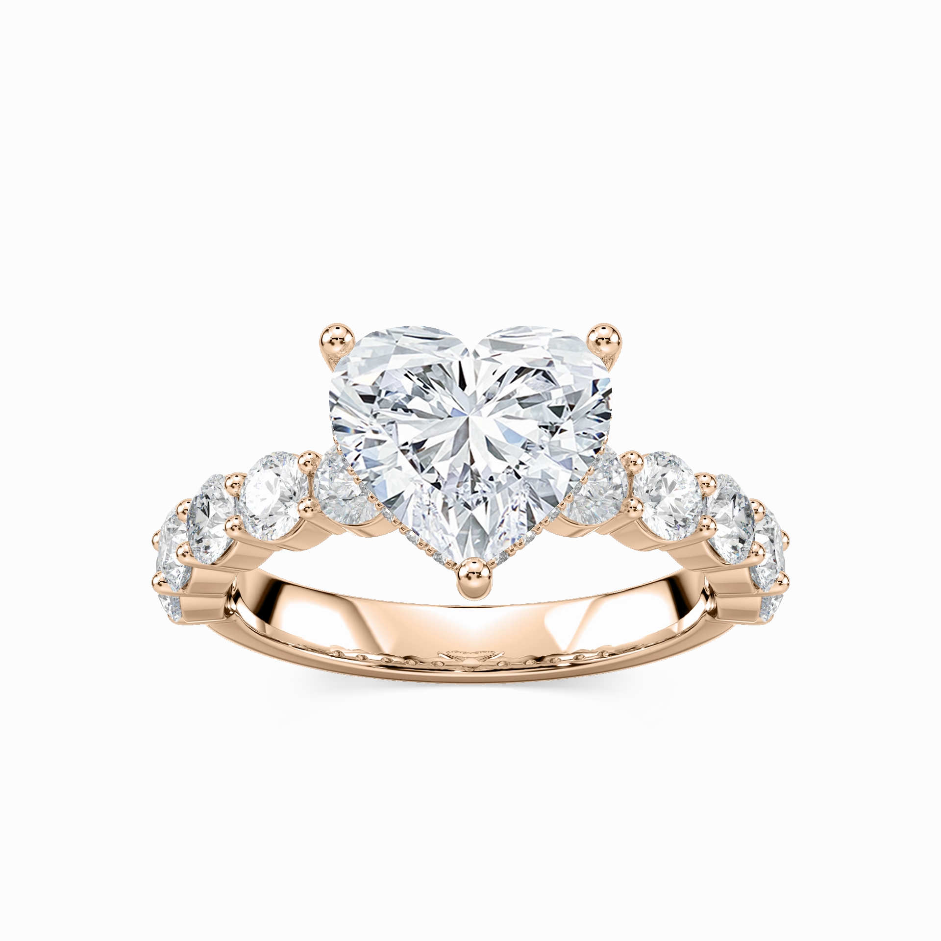 Wedding Occasion Uma Heart Lab Grown Diamond Shared Prong Hidden Halo Engagement Ring