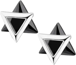 Unique Triangle Earrings for Women Geometric Statement Studs Minimalist Design Silver
