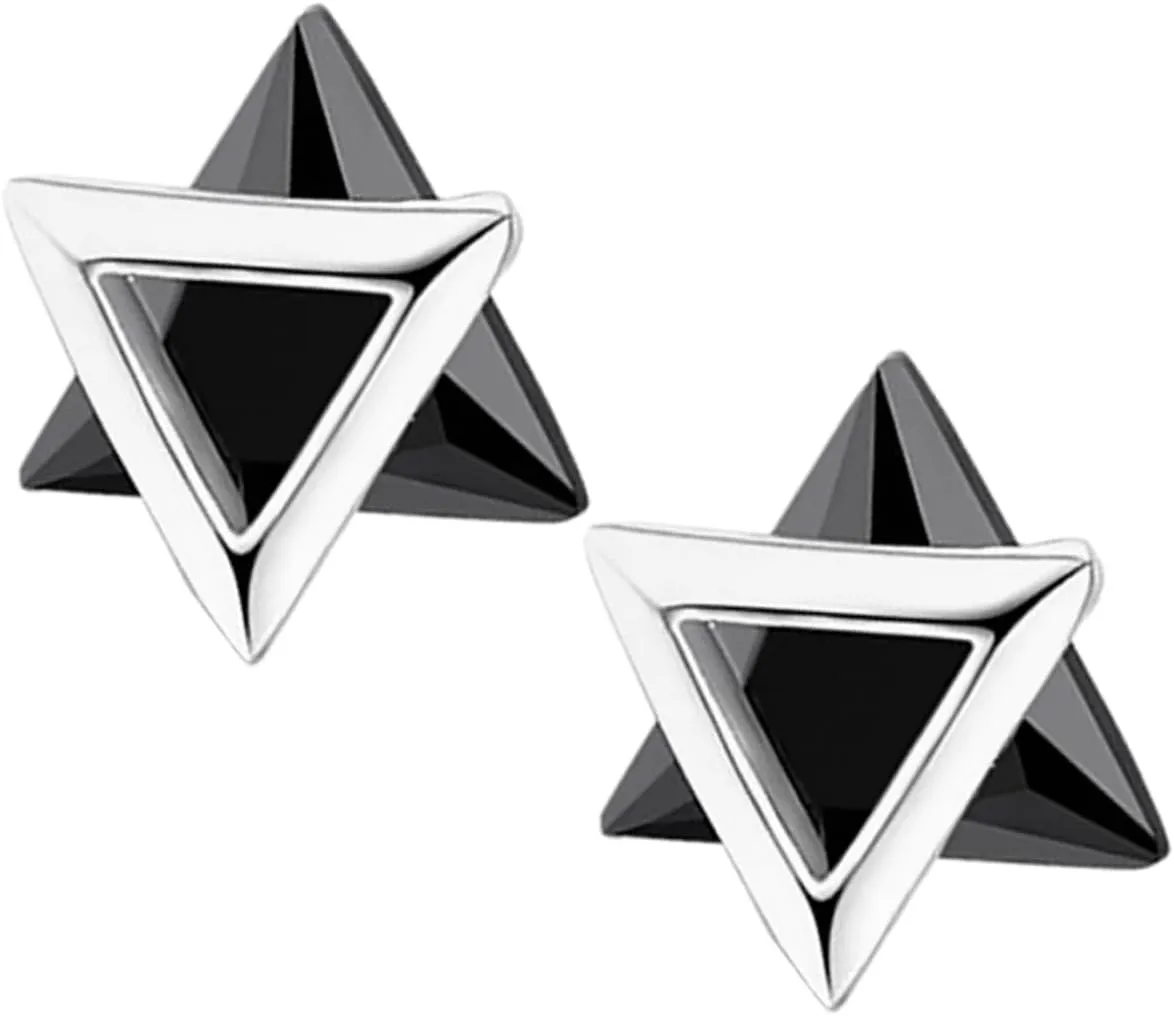 Unique Triangle Earrings for Women Geometric Statement Studs Minimalist Design Silver
