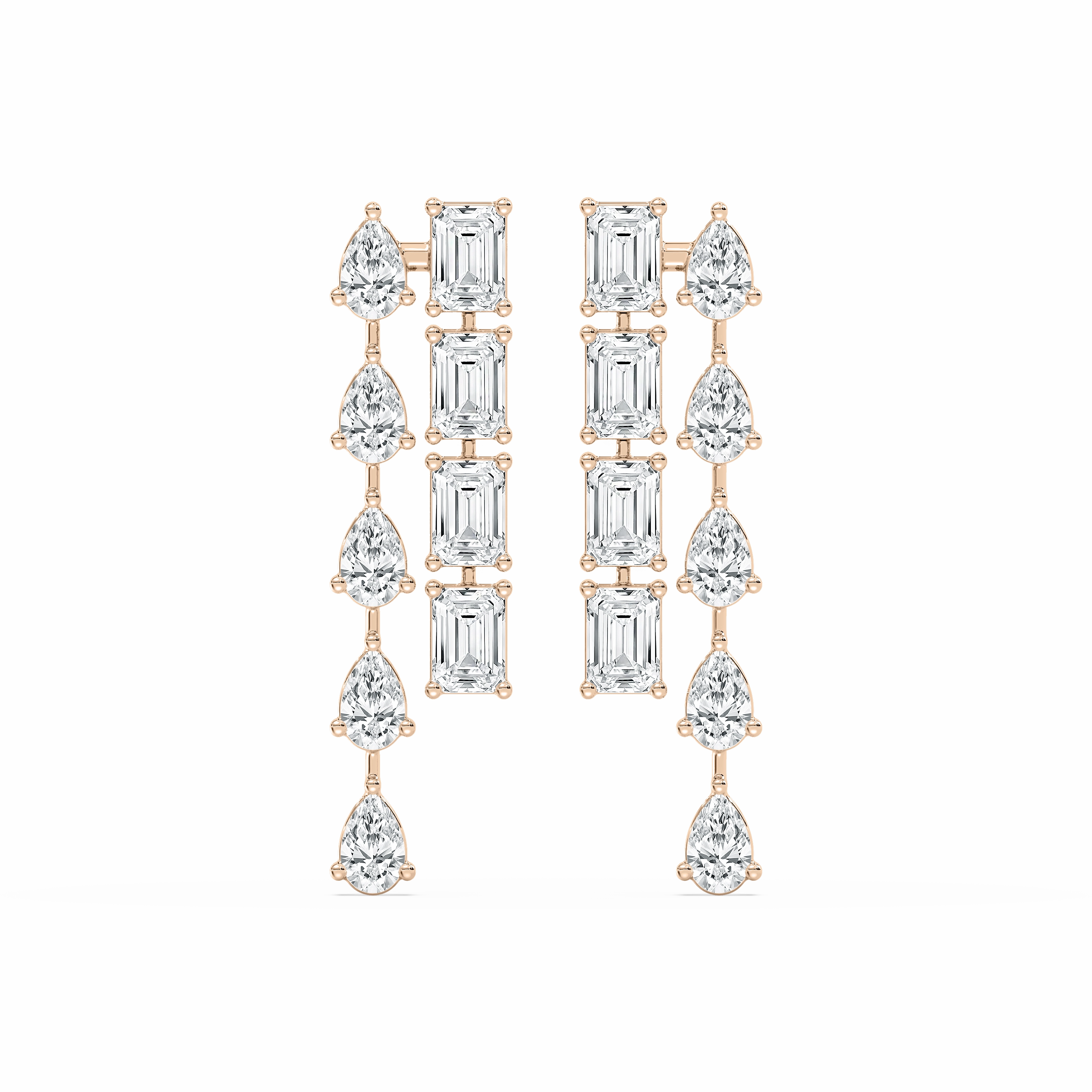 8 3?? ctw Pear & Emerald Lab Grown Diamond Bouble Lane Dangle Earrings Curved Embellishment