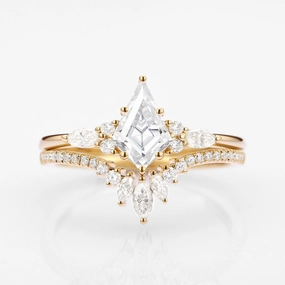 Classic Gift Radiant Style Unique Kite Cut Moissanite Classic Engagement Ring Set 2pcs - Rebecca