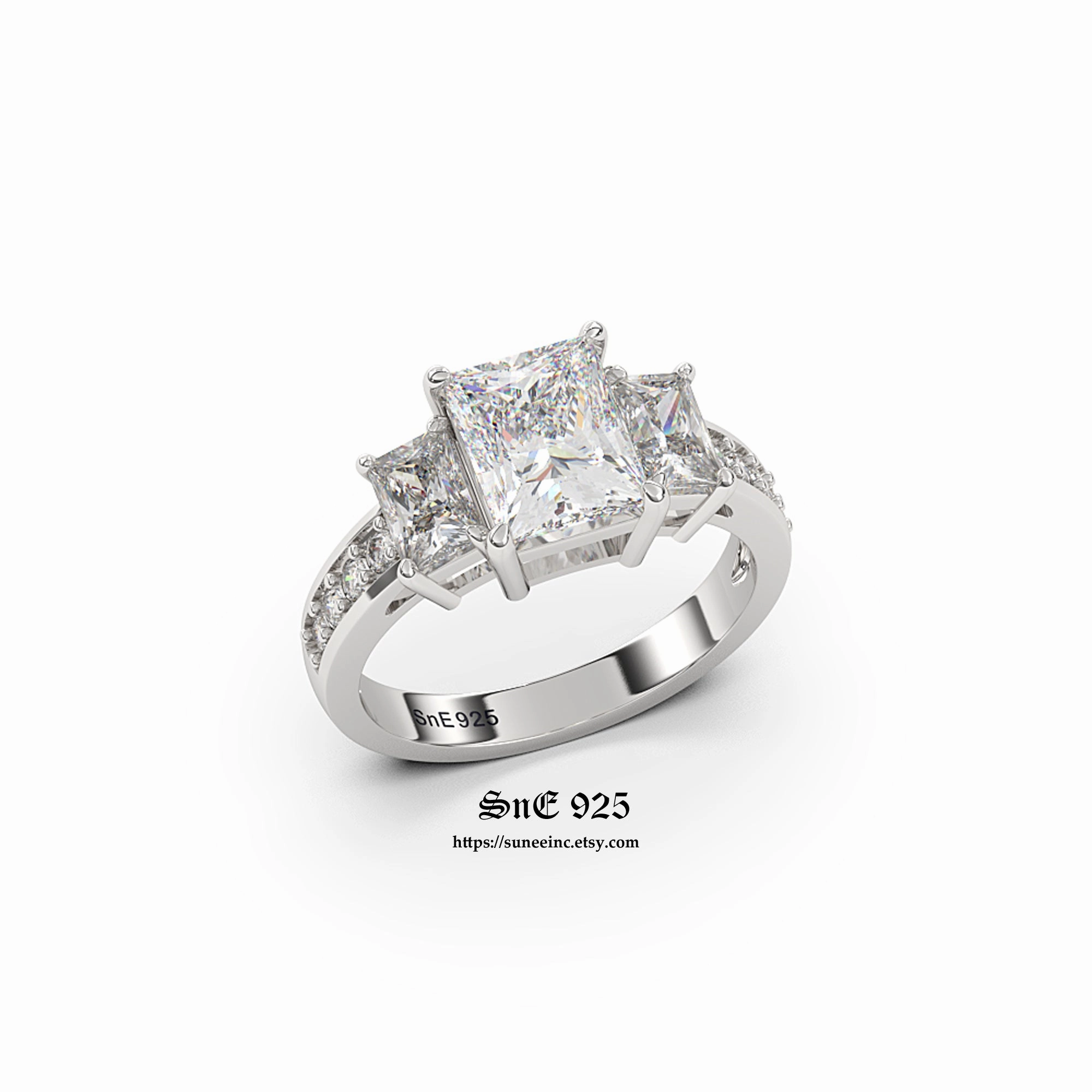 5.51 Total Carat Weight Radiant Cut Wedding Engagement Ring Diamond Simulated 925 Sterling Silver Anniversary Ring SKU:00220 Minimalist Look Timeless Article