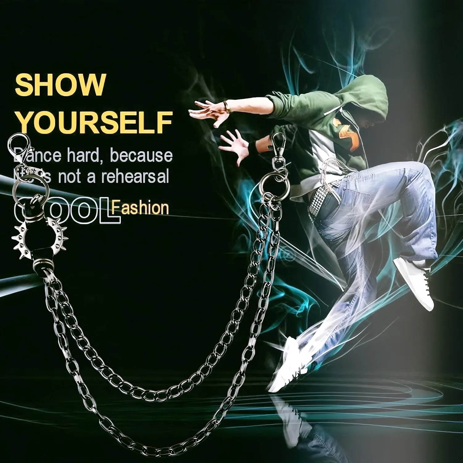 Unisex Punk Chains for Pants, Heavy Duty Belt Chains Hip Hop Trousers Jeans Chain with Lobster Clasps for Wallet Keys