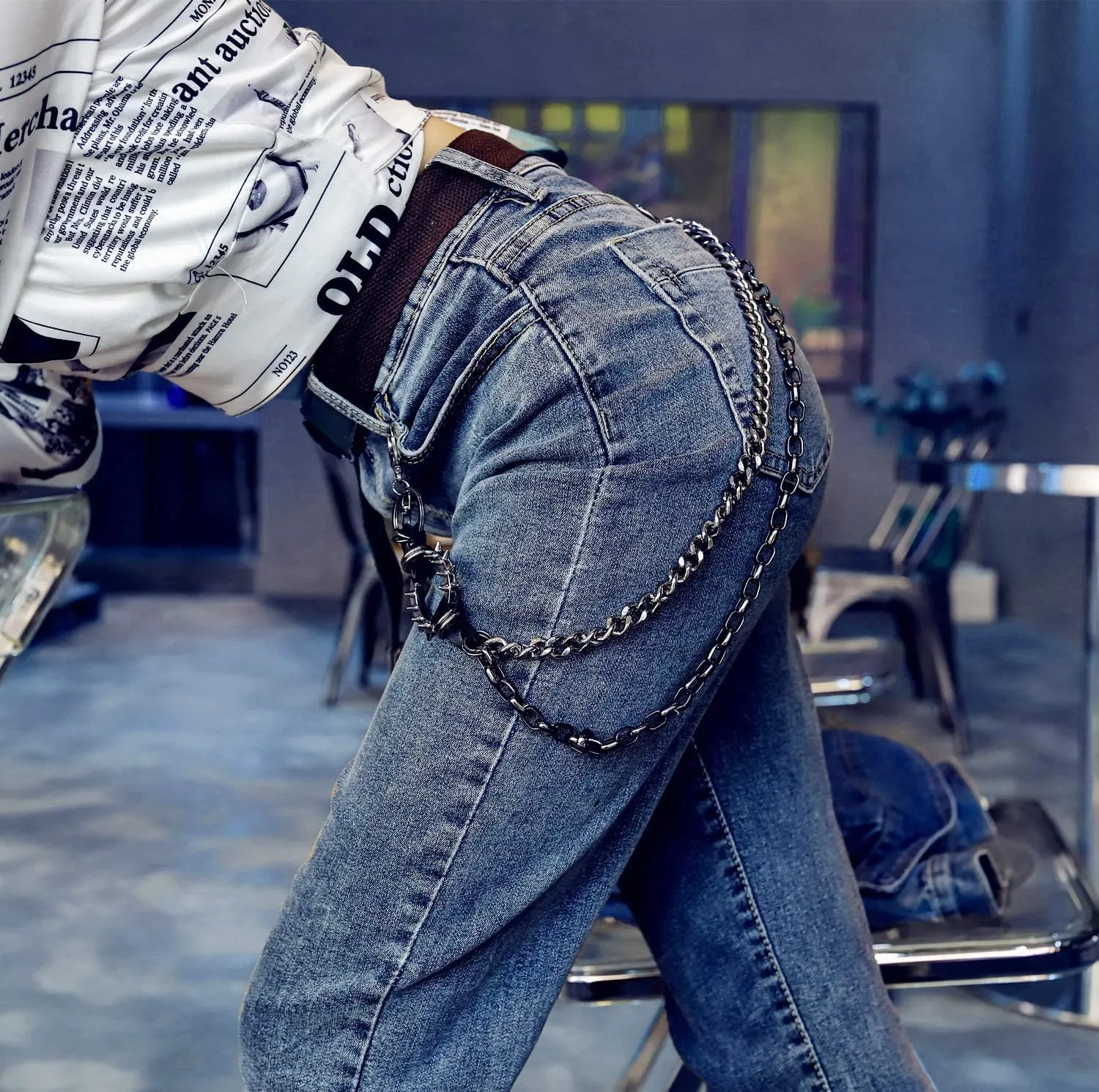 Unisex Punk Chains for Pants, Heavy Duty Belt Chains Hip Hop Trousers Jeans Chain with Lobster Clasps for Wallet Keys