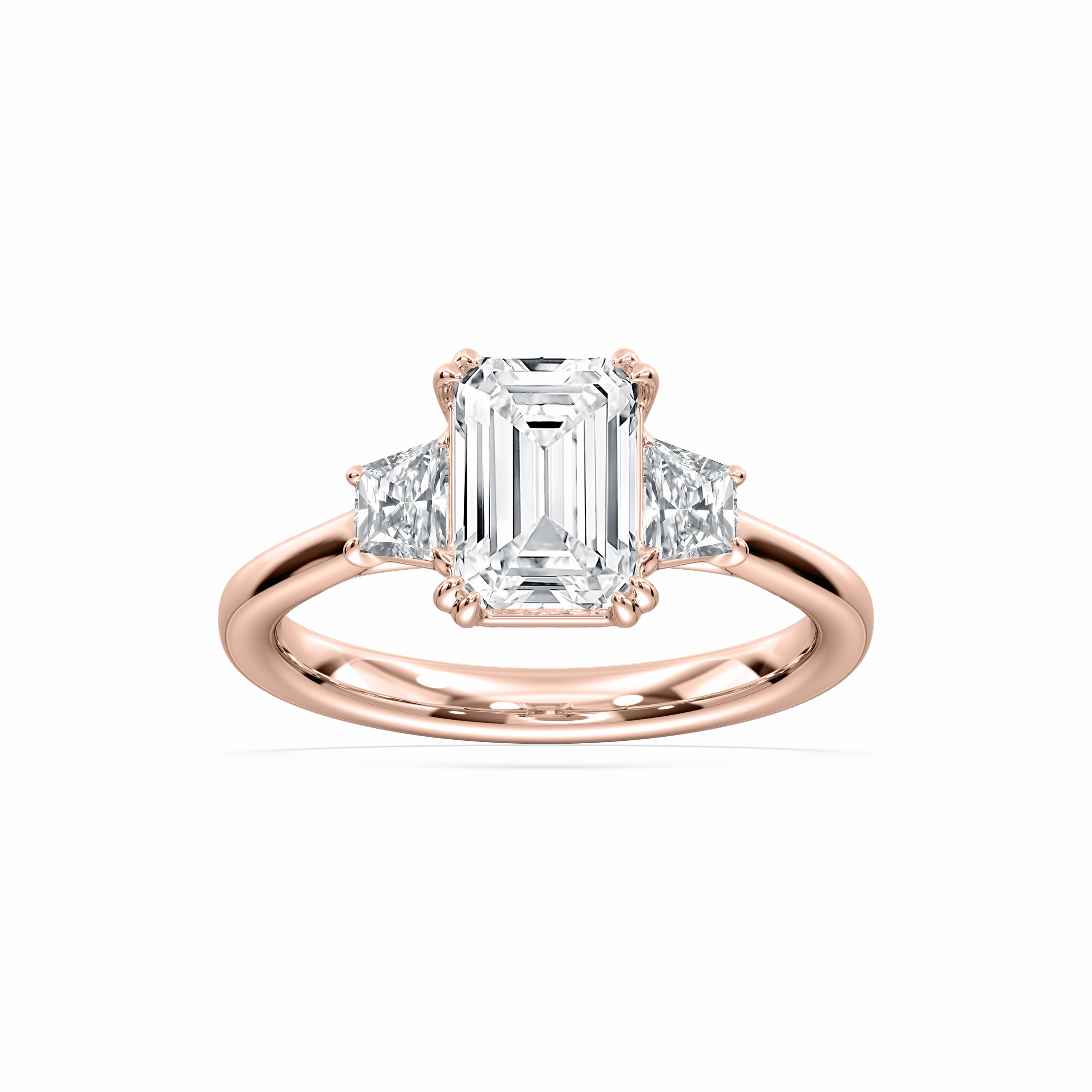 Astra 2 ? ctw Emerald Lab Grown Diamond Three Stone Engagement Ring Museum Quality