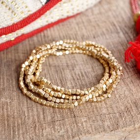 Small metal beads bracelet stack of 5 bracelets Gold Silver Original Concept