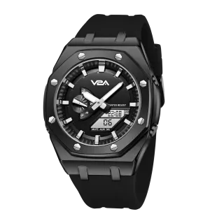 V2A Allure Octagonal Screw Case Analogue-Digital Watch for Men, Stainless Steel Band, 30M Water Resistant, 5 Alarms, World Time, Countdown, Stopwatch Men Watch | Birthday Gift for Men