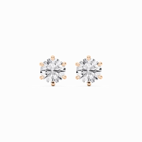 Sparkling Element 4 ctw Round Lab Grown Diamond Six Prong Stud Earrings
