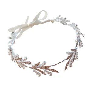 Vaguelly Elegant Silver Pearl Bridal Headband with Shiny Rhinestones Unique Wedding Hair Accessory for Bridesmaids Flower and Special Occasions