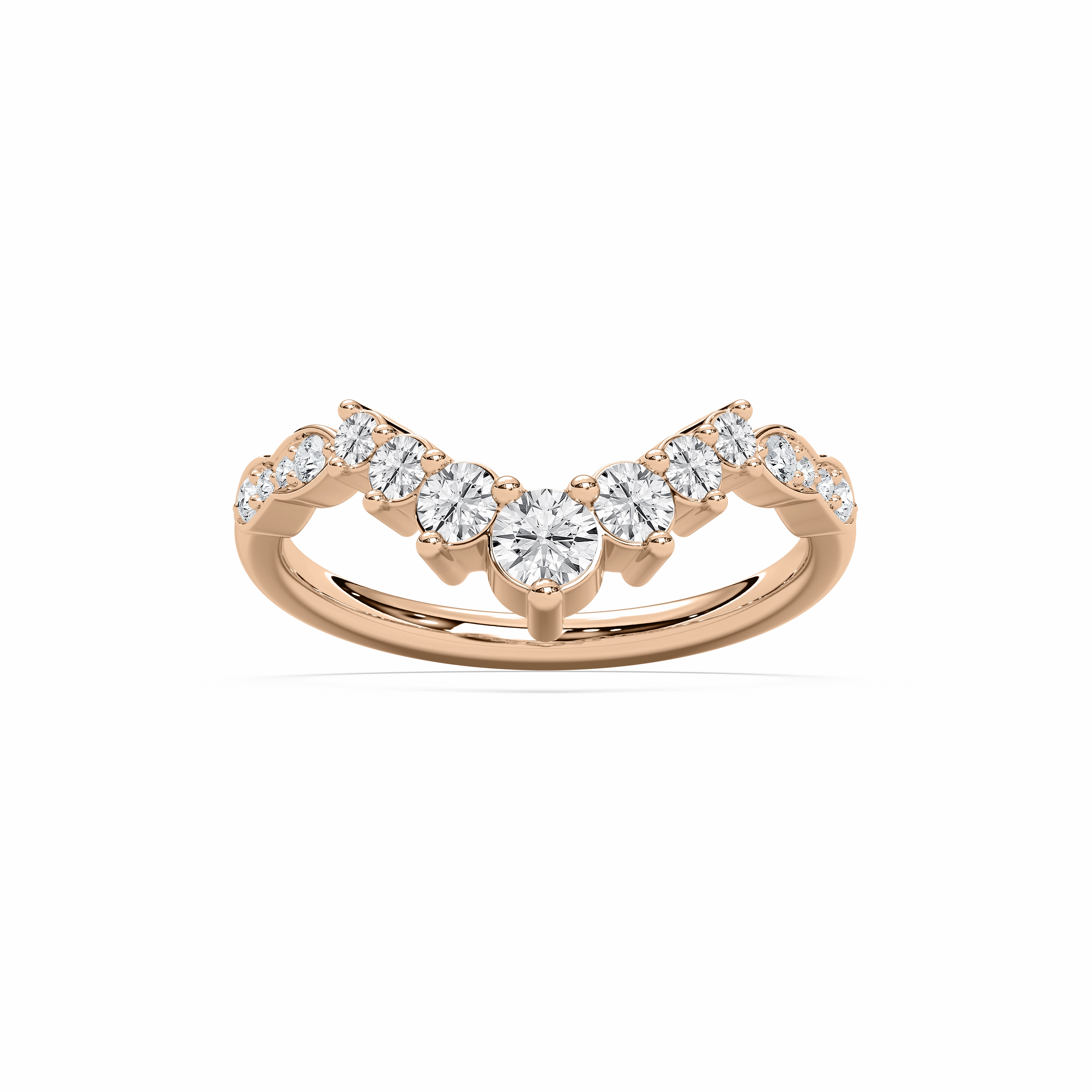 Valen 3/4 ctw Round Lab Grown Diamond Graduated Curved Band Vintage Accessory