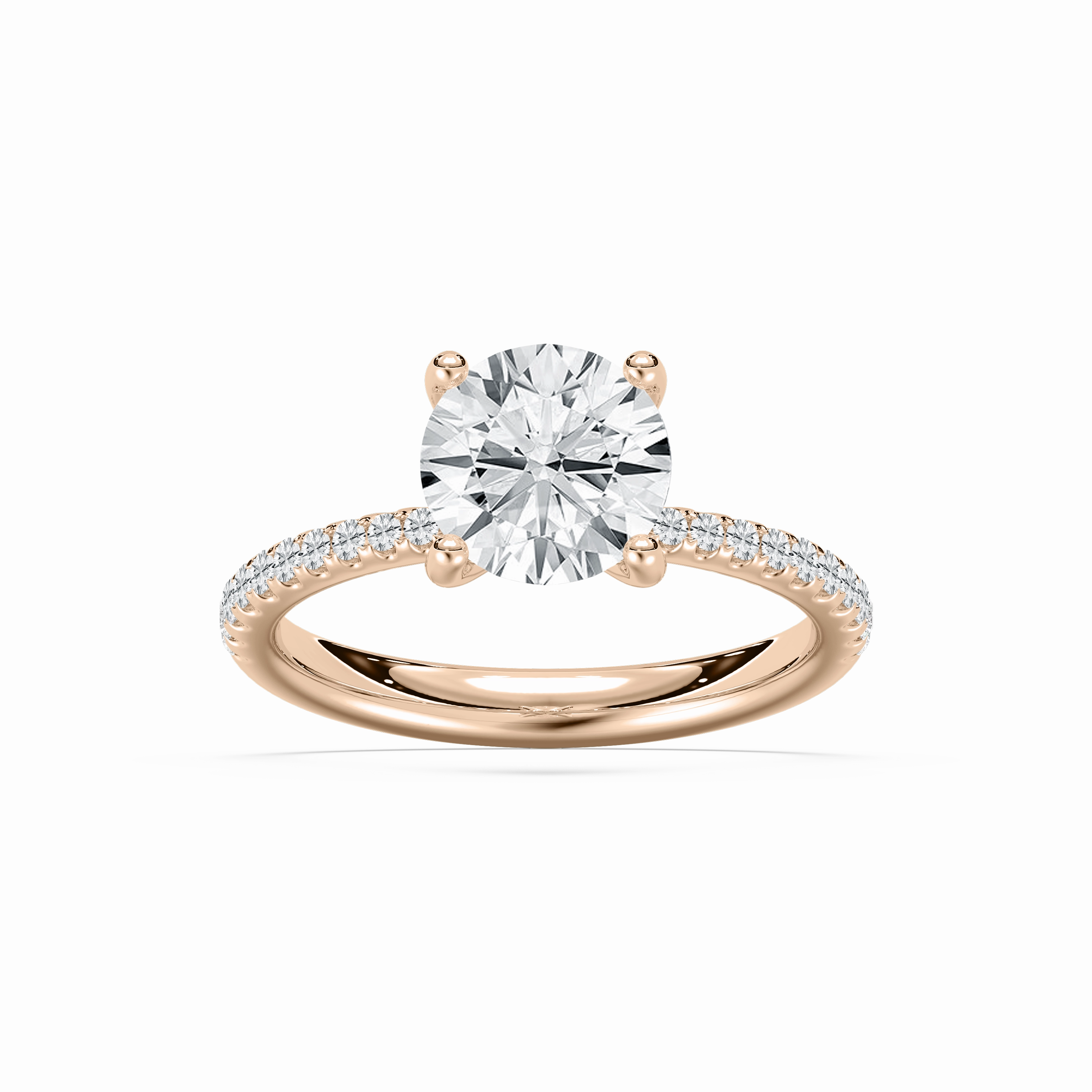 Mother Gift Tavia 2 1?? ctw Round Lab Grown Diamond Tapered Side Stone Engagement Ring