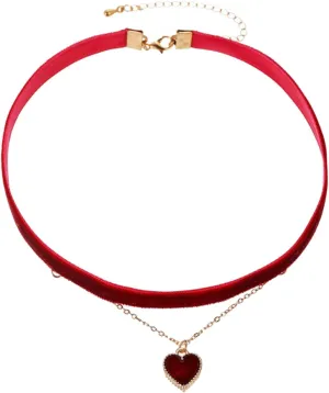 Velvet Choker Heart Pendant Necklace for Women Punk Necklace Prom Party Necklaces (A, One Size)