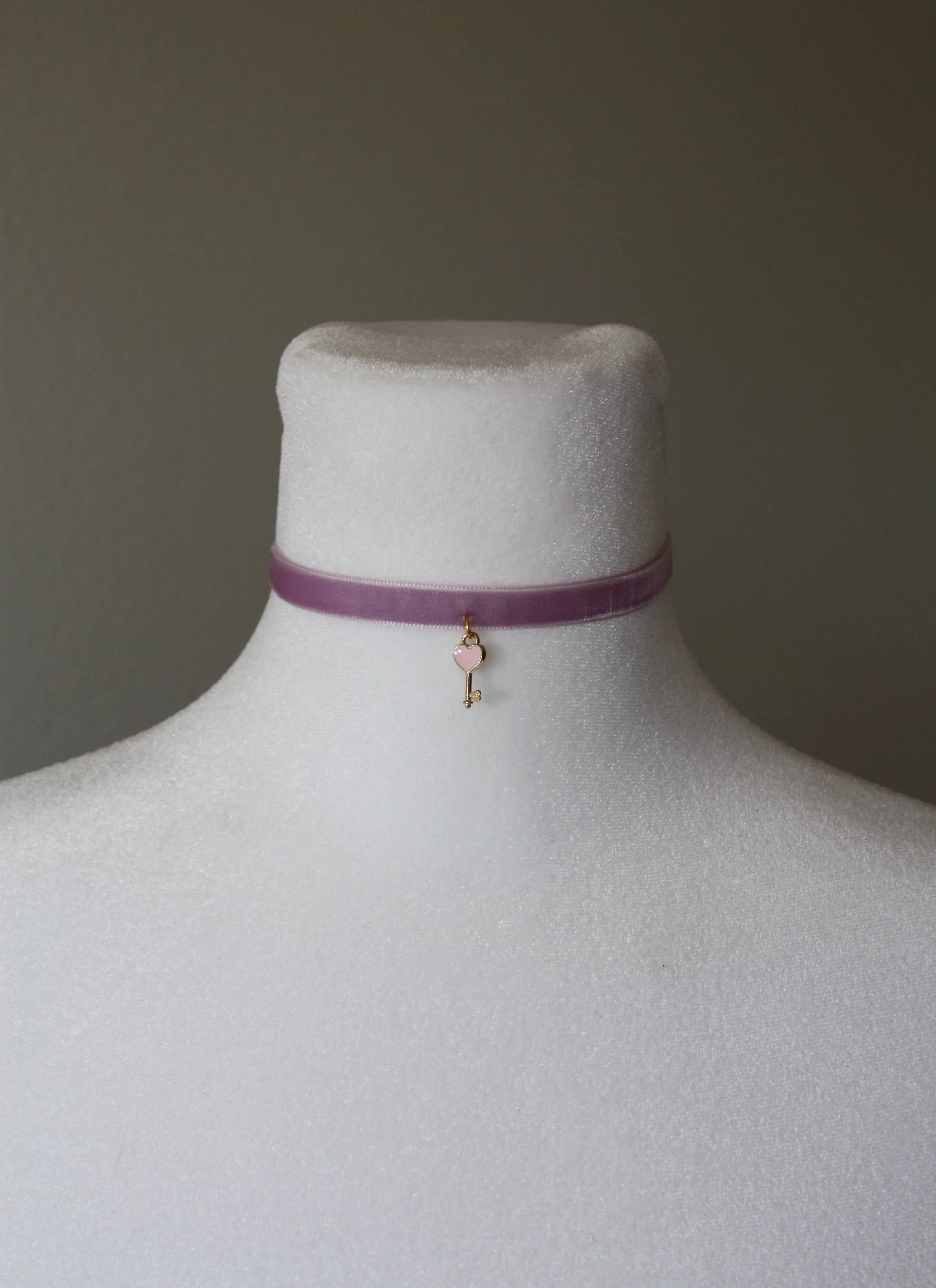 Velvet Choker with a Heart Key