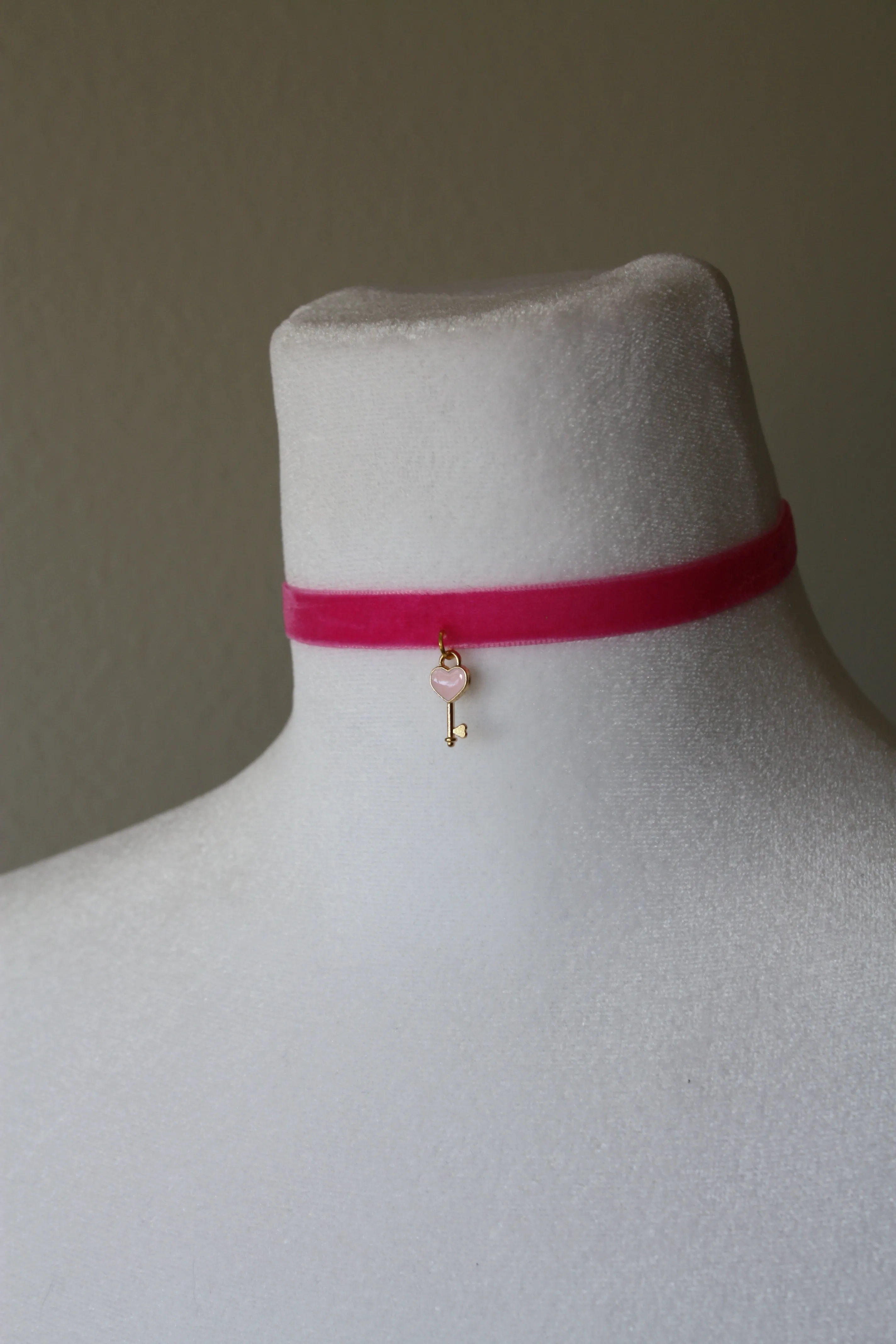 Velvet Choker with a Heart Key