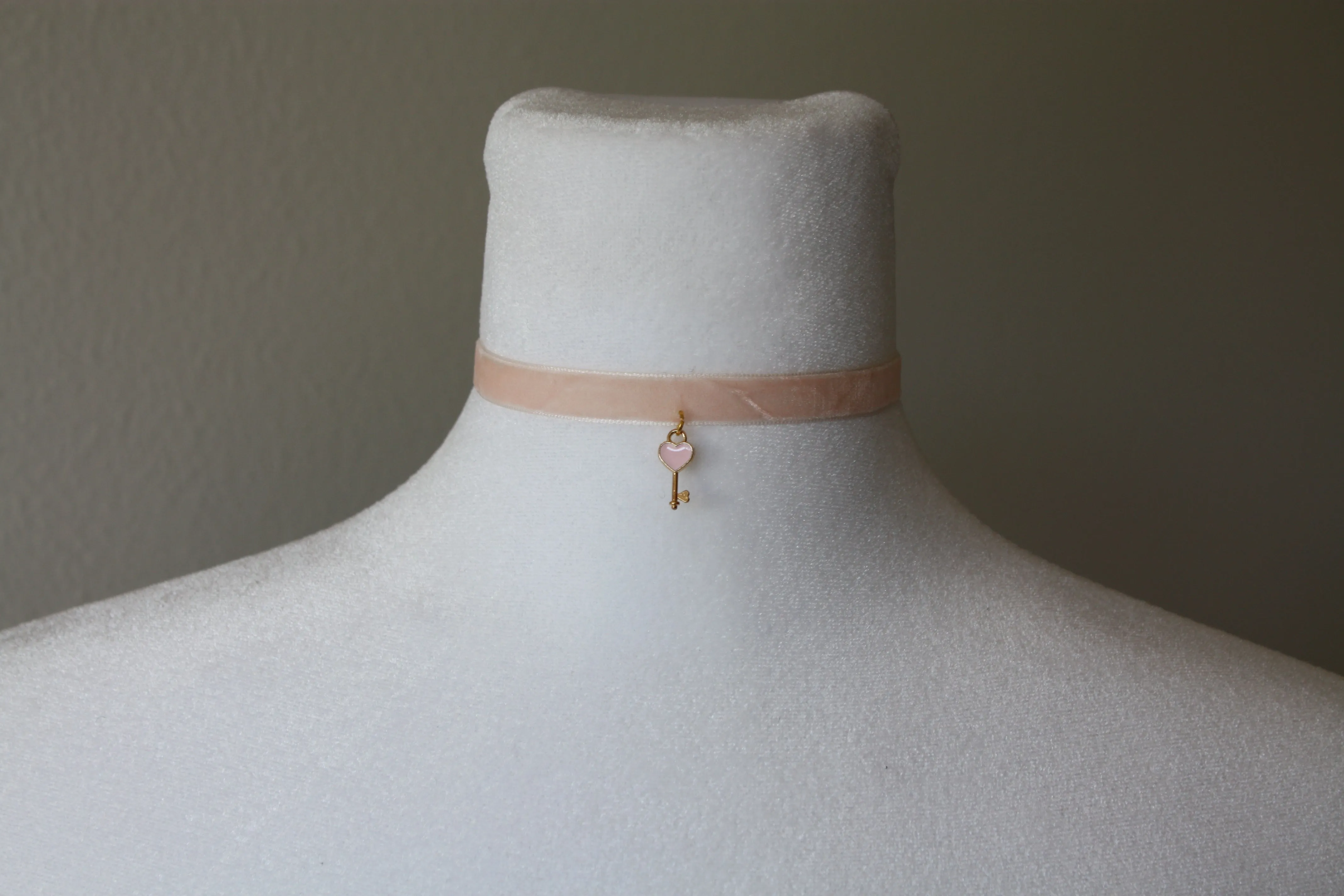 Velvet Choker with a Heart Key