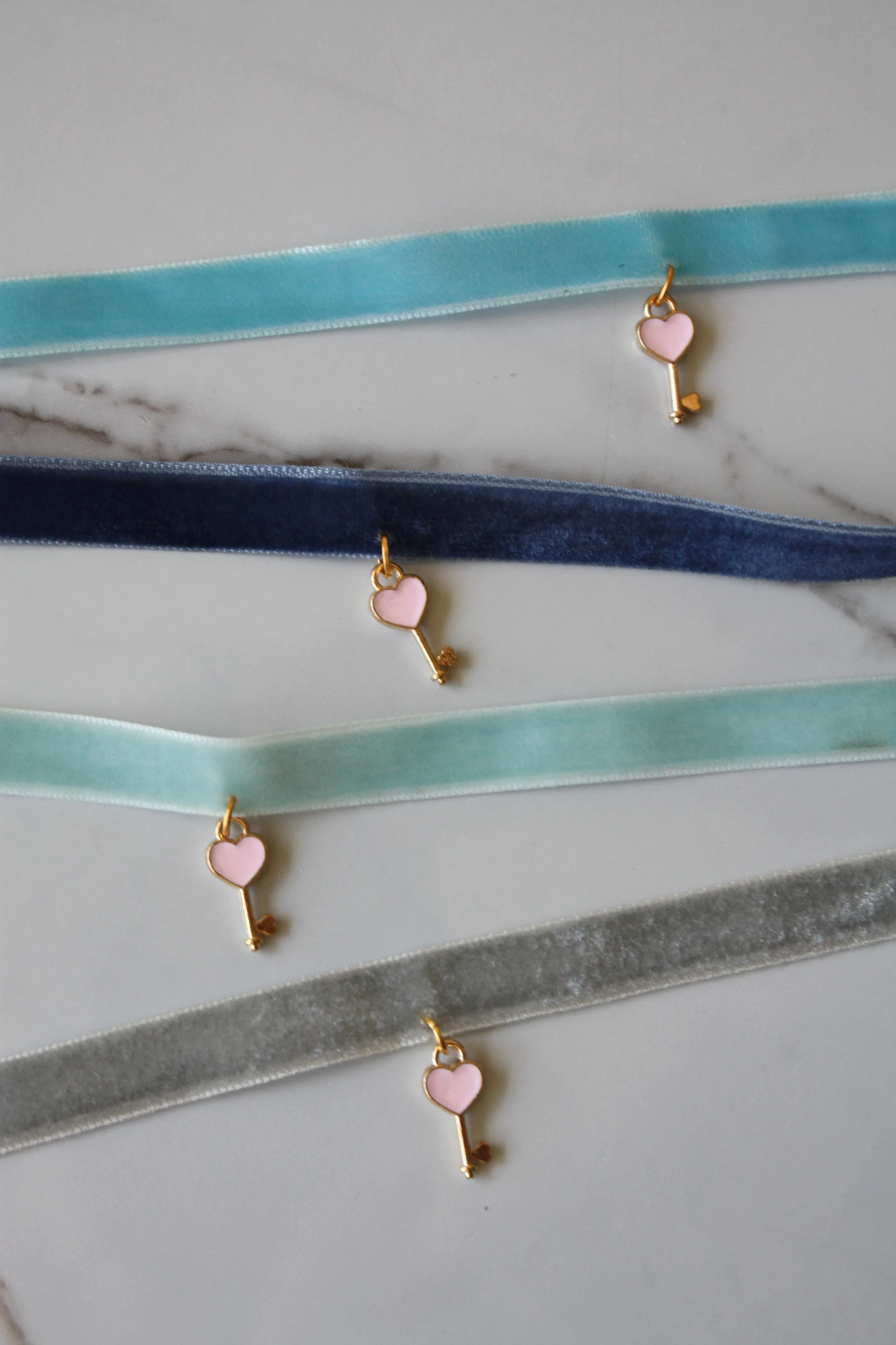 Velvet Choker with a Heart Key