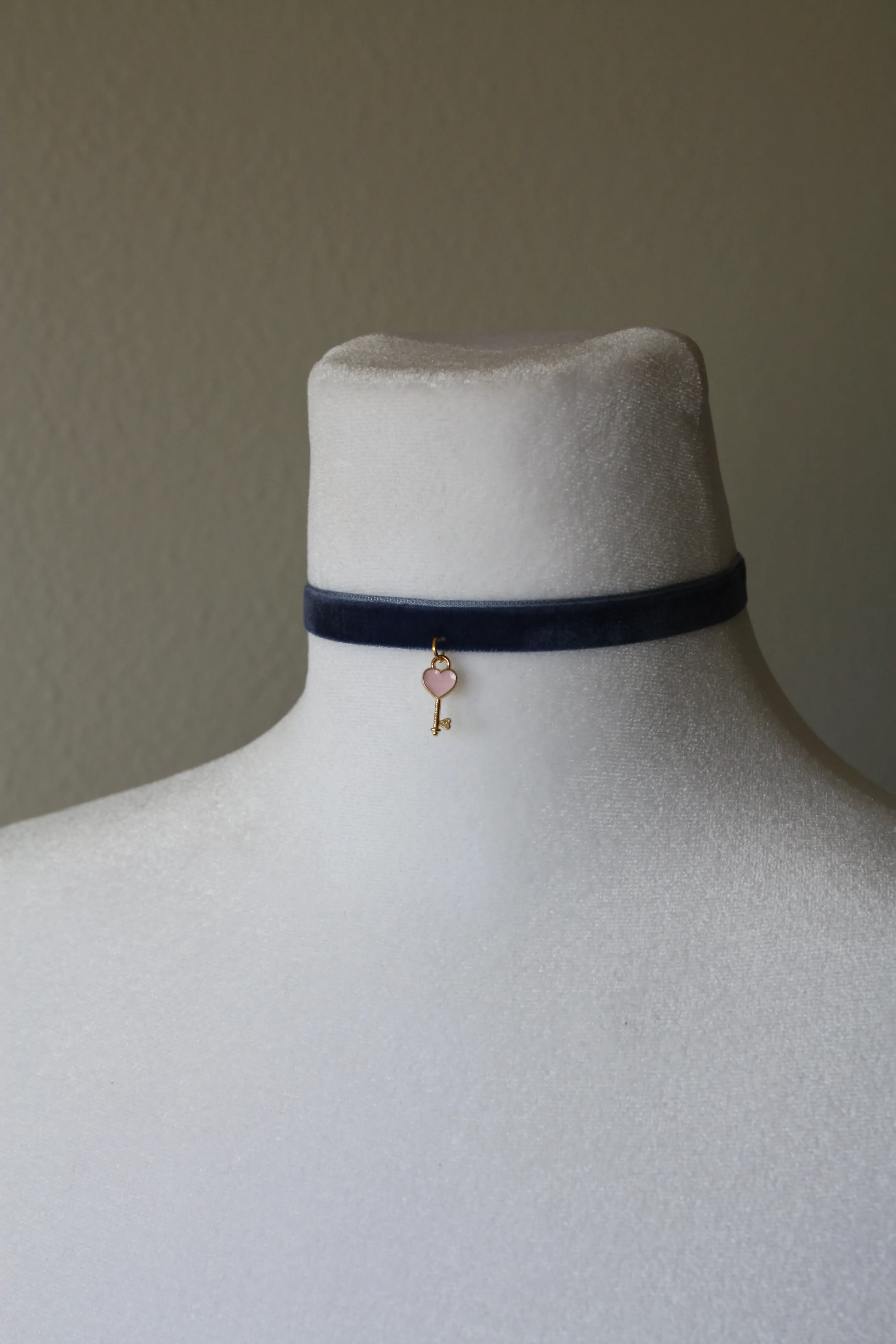 Velvet Choker with a Heart Key
