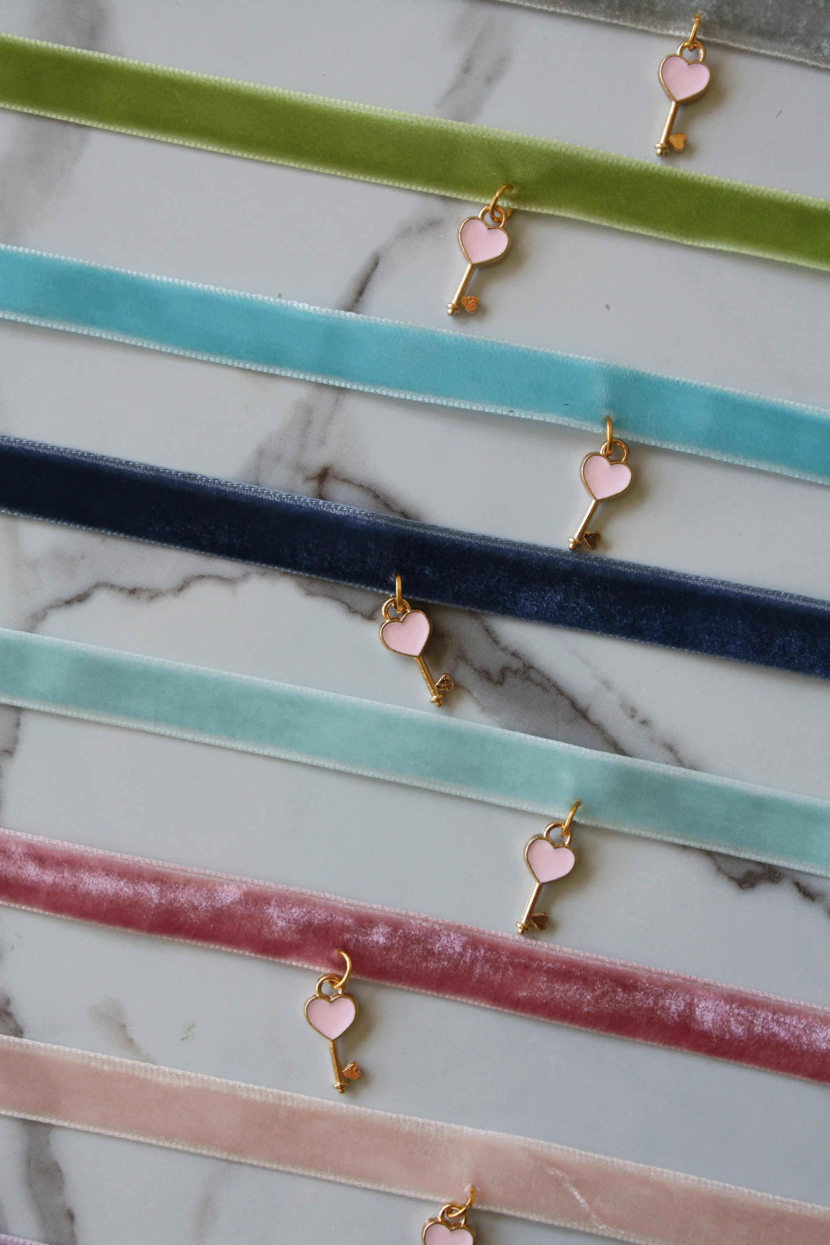 Velvet Choker with a Heart Key