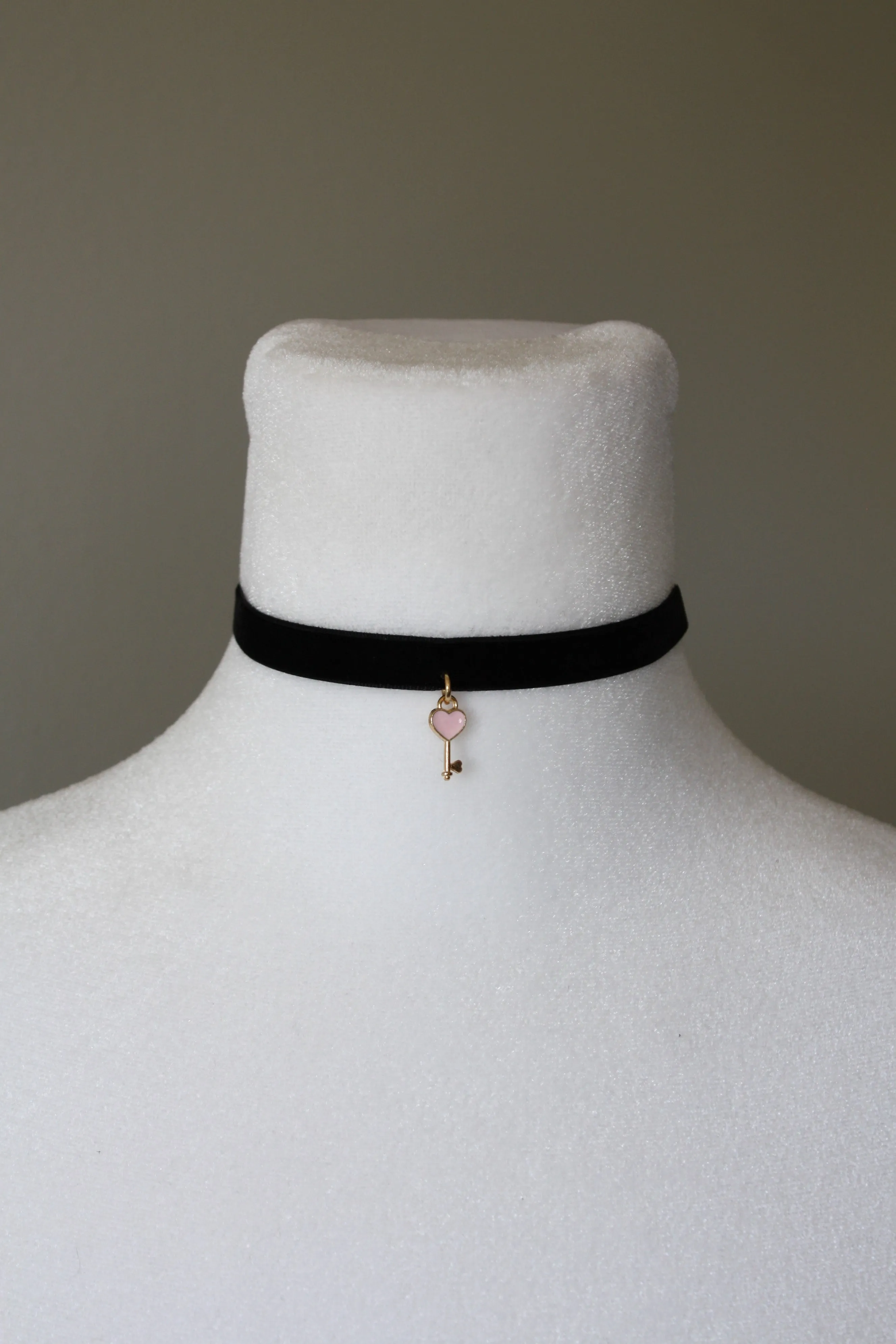 Velvet Choker with a Heart Key