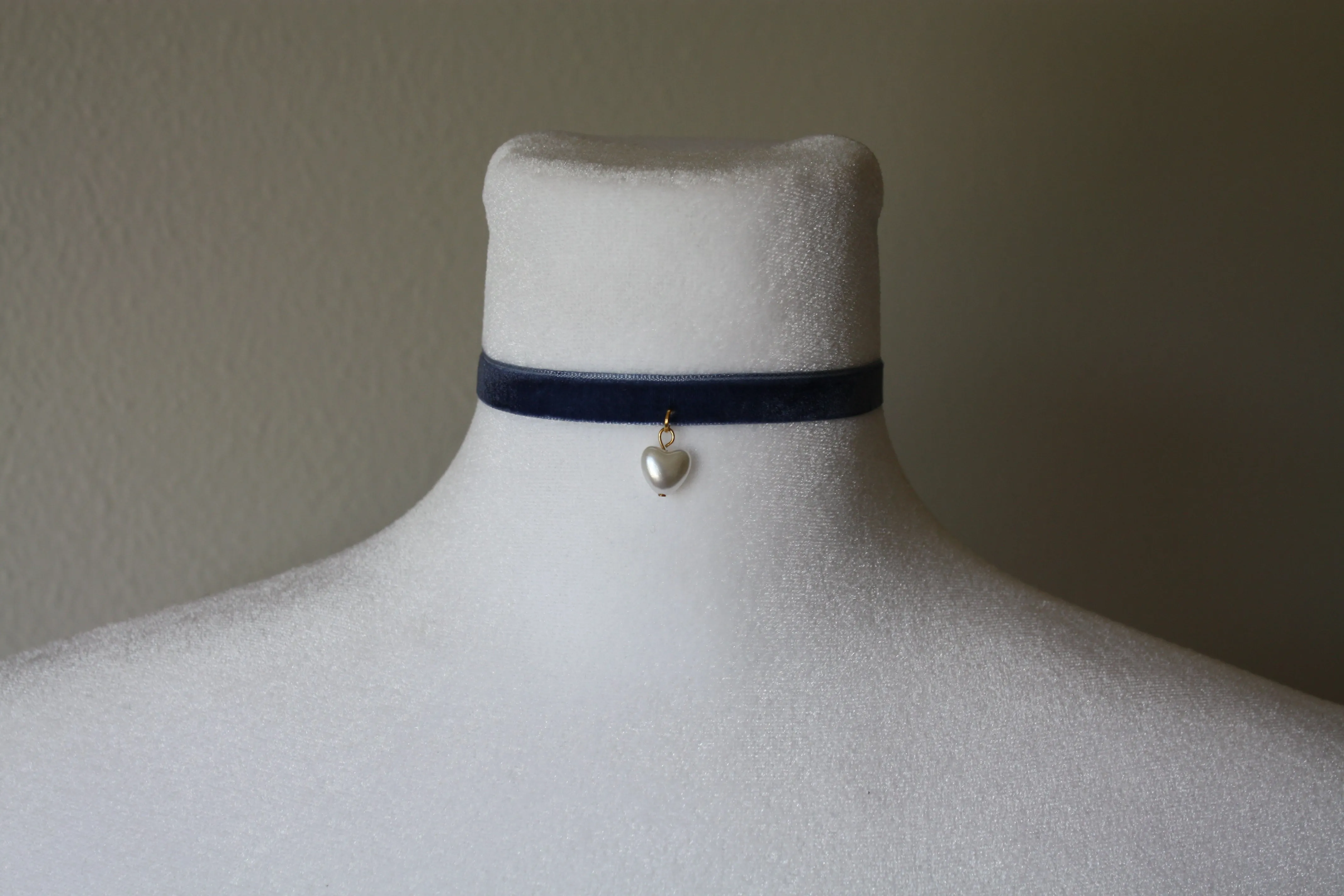 Velvet Choker with a Pearl Heart