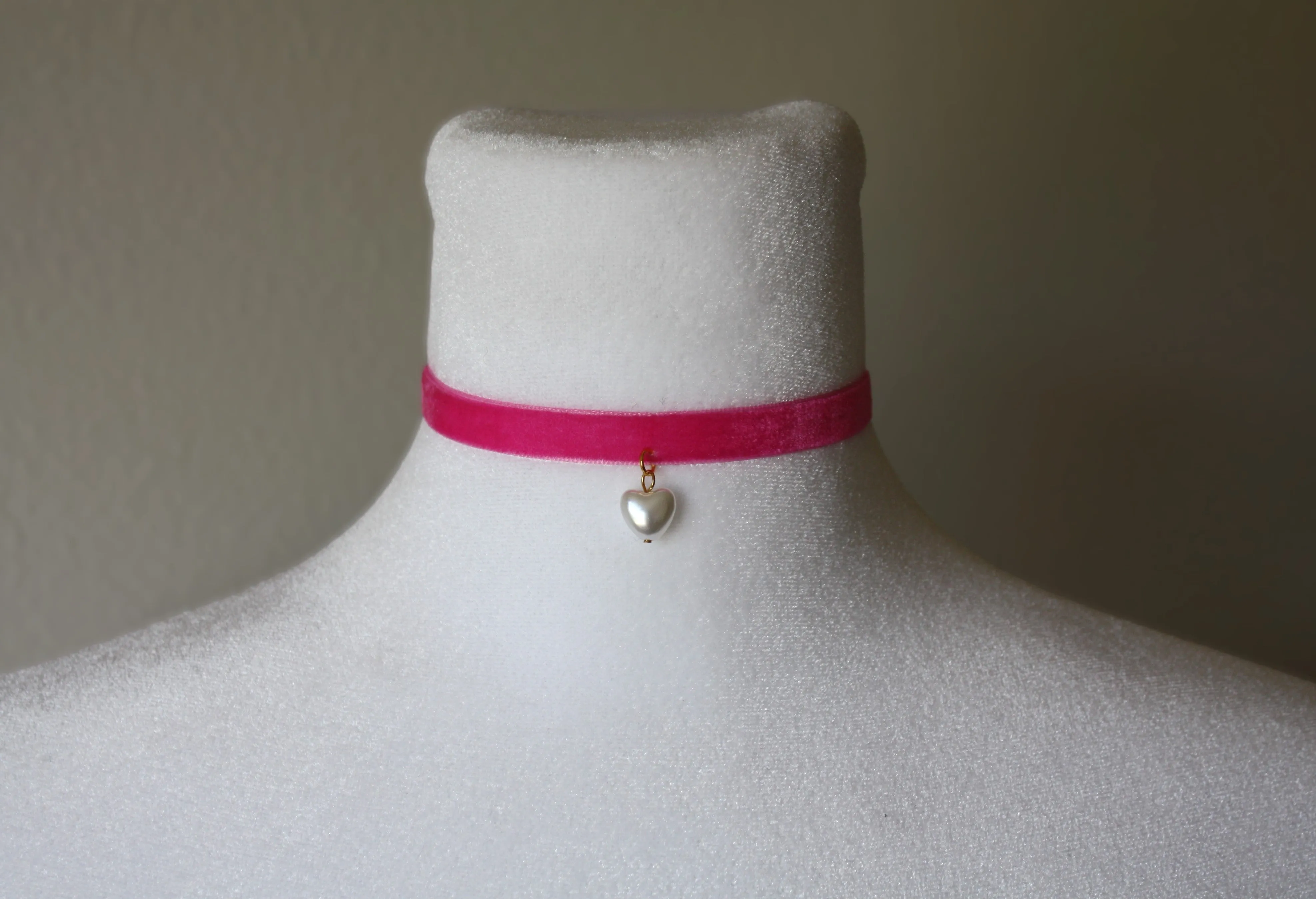 Velvet Choker with a Pearl Heart