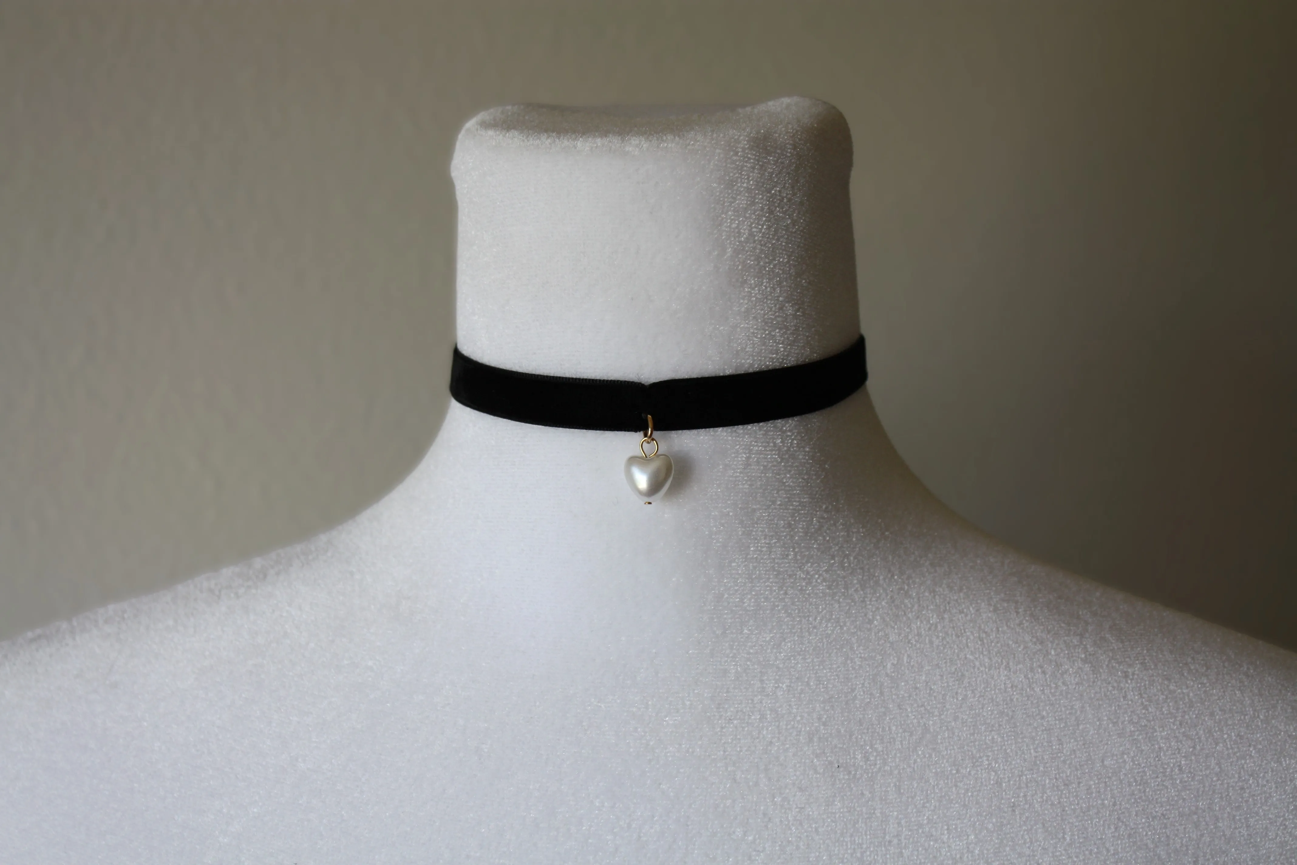 Velvet Choker with a Pearl Heart