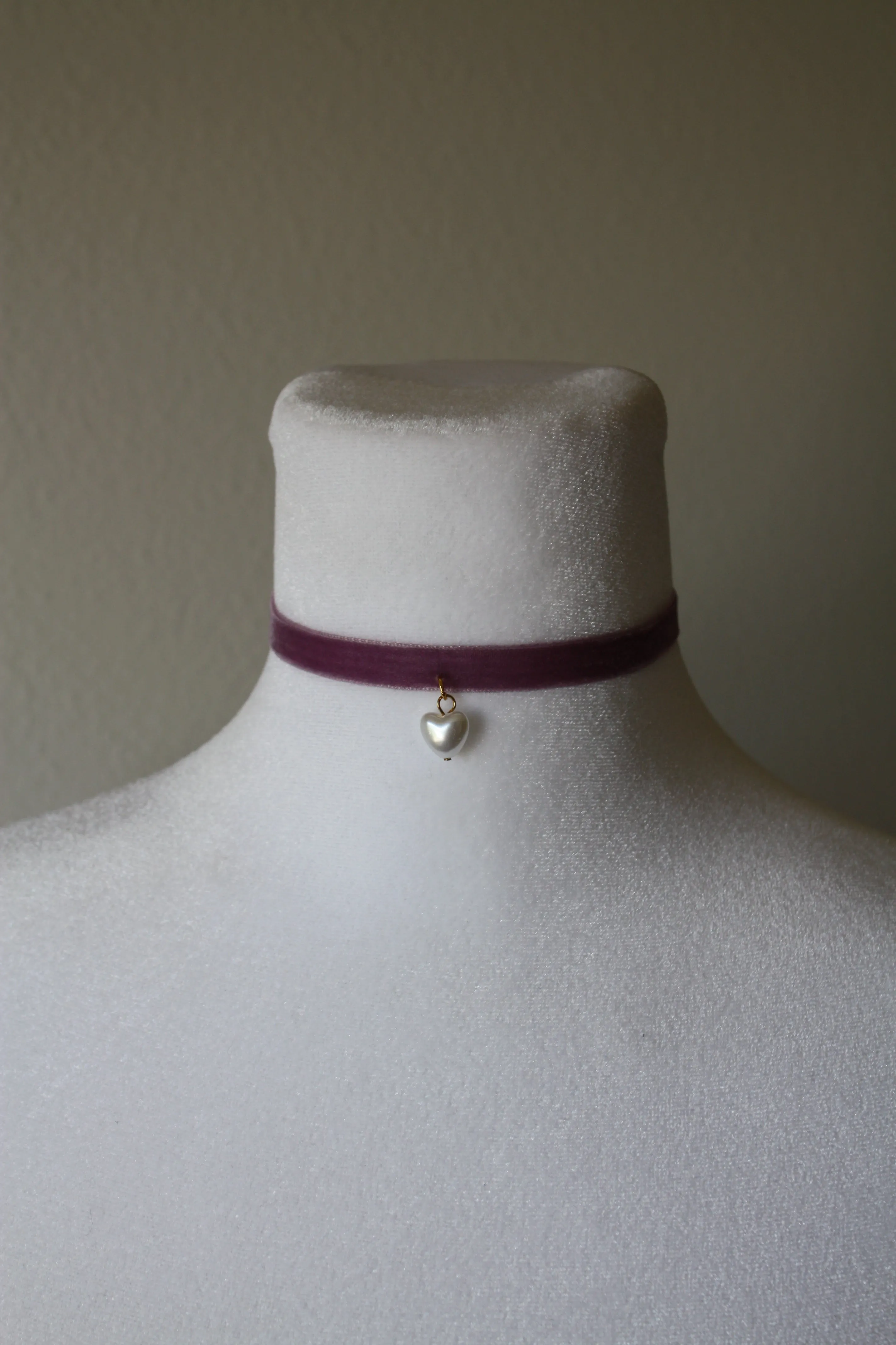 Velvet Choker with a Pearl Heart