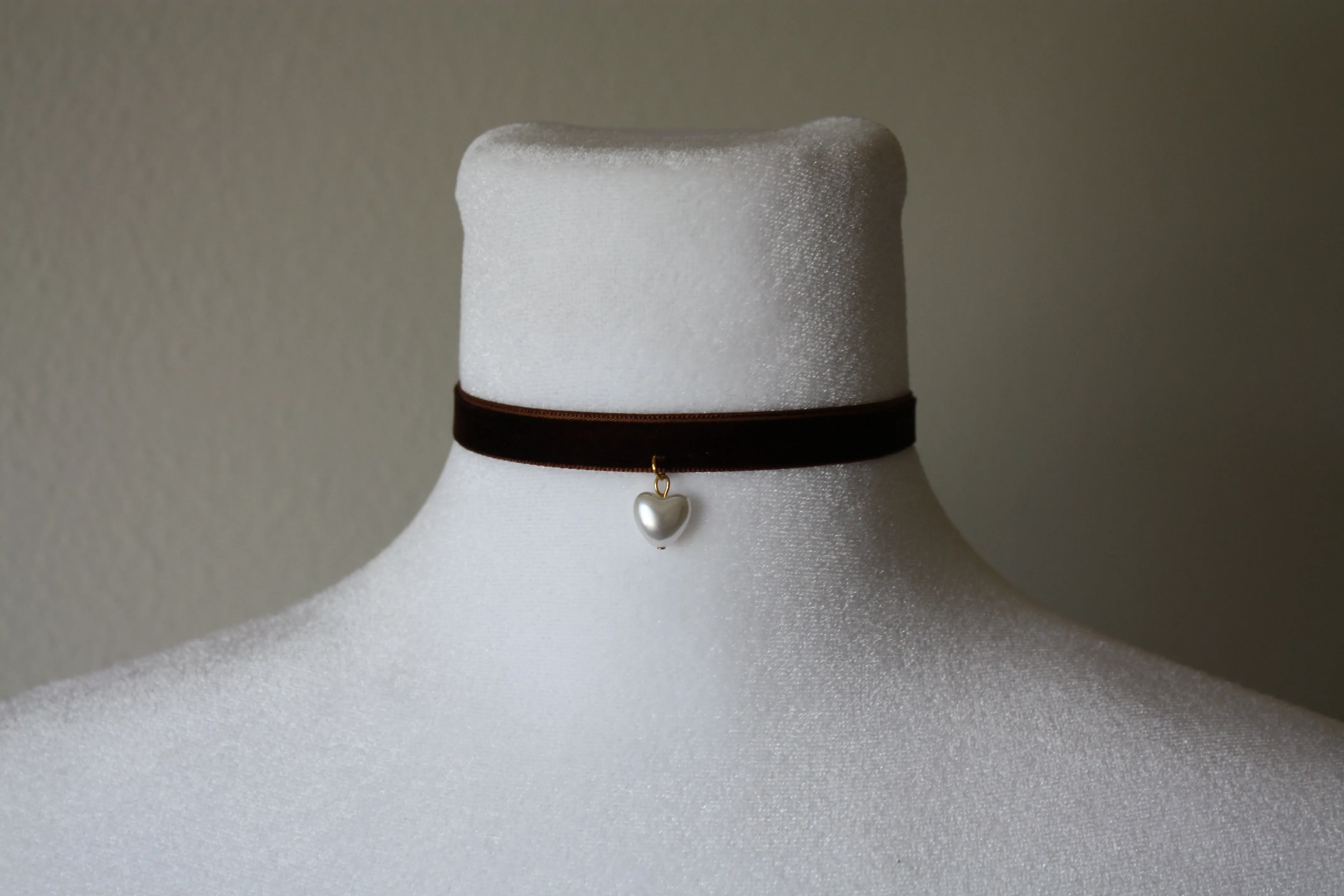 Velvet Choker with a Pearl Heart