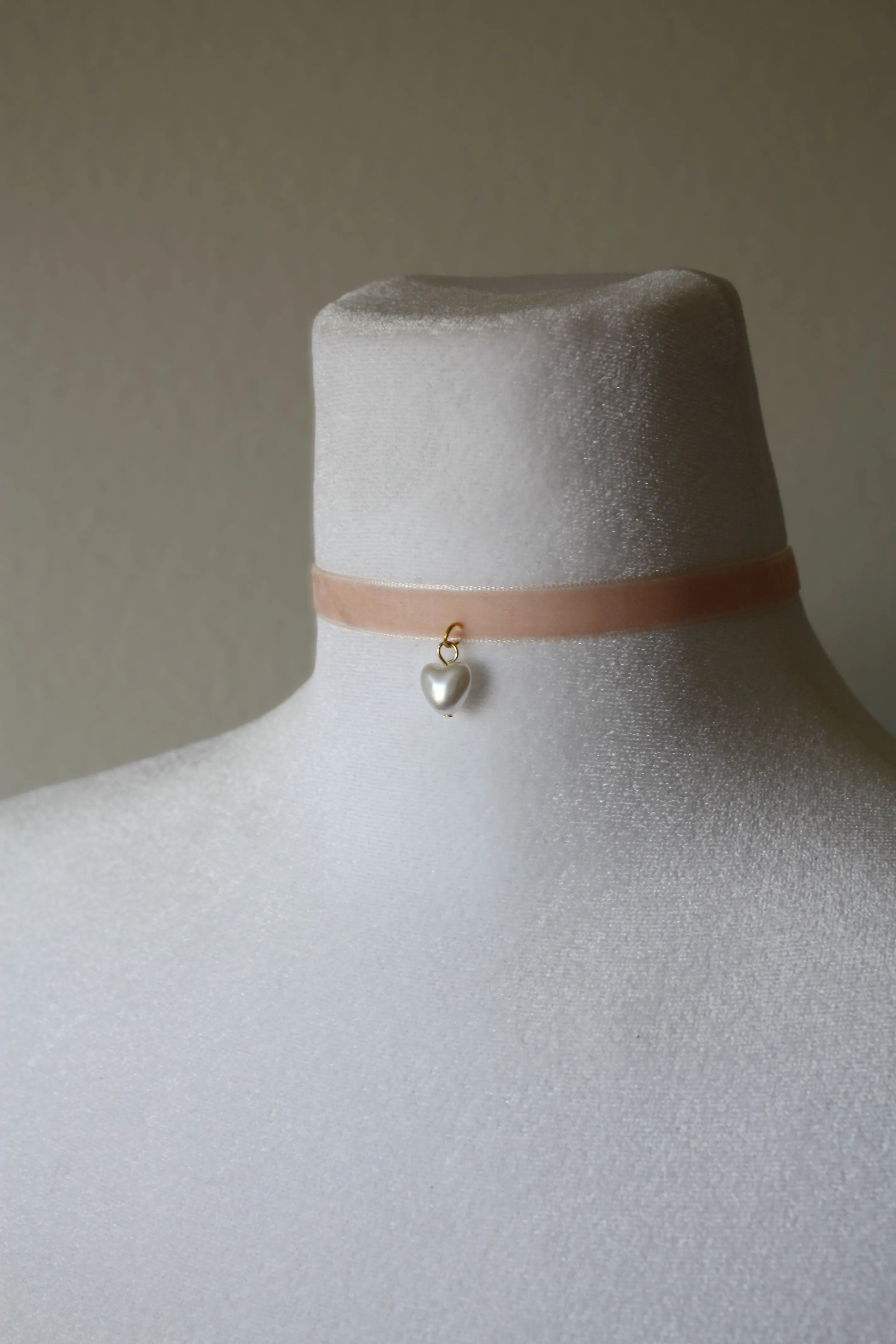 Velvet Choker with a Pearl Heart