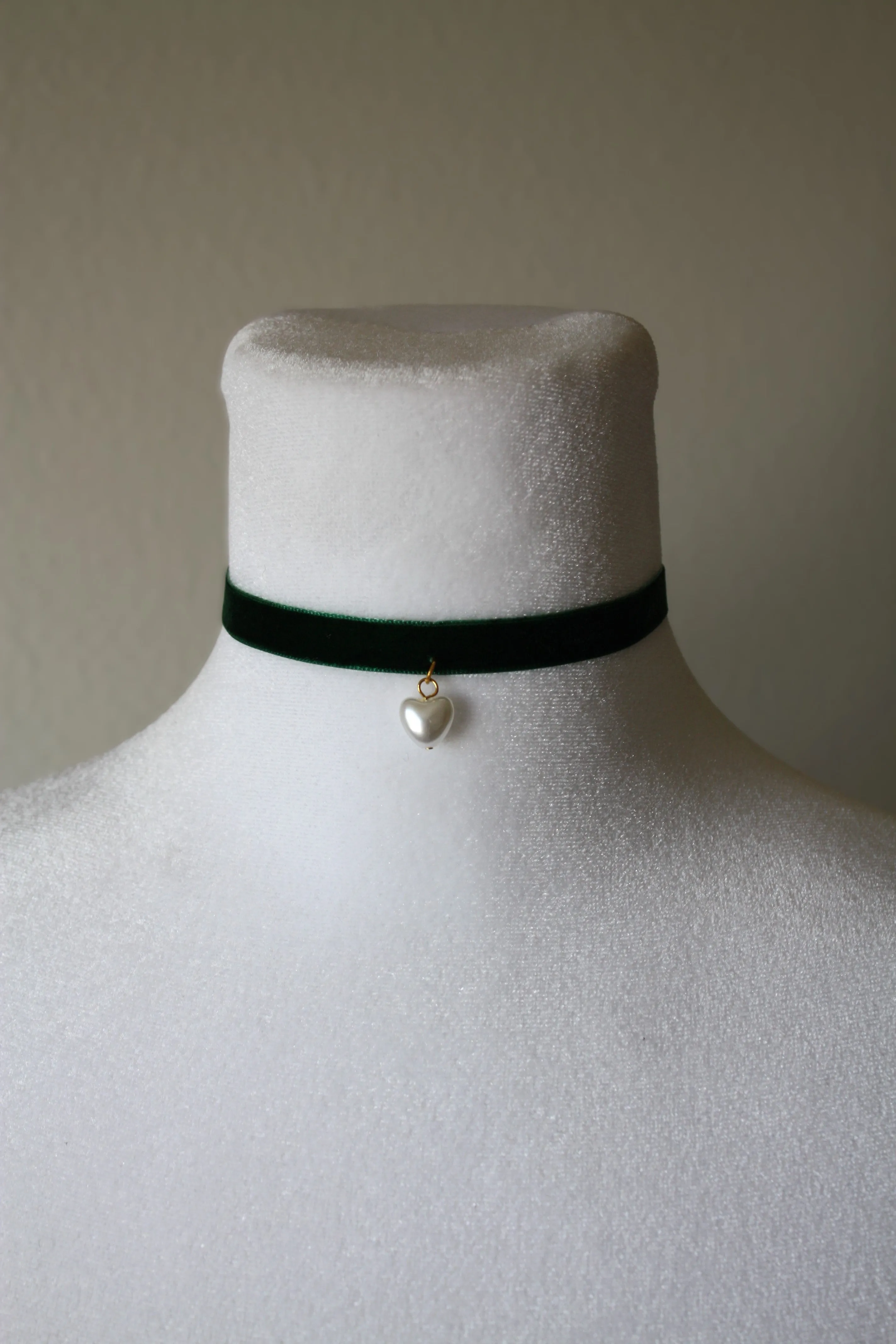 Velvet Choker with a Pearl Heart