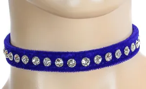 Velvet Choker With One Row Rhinestones