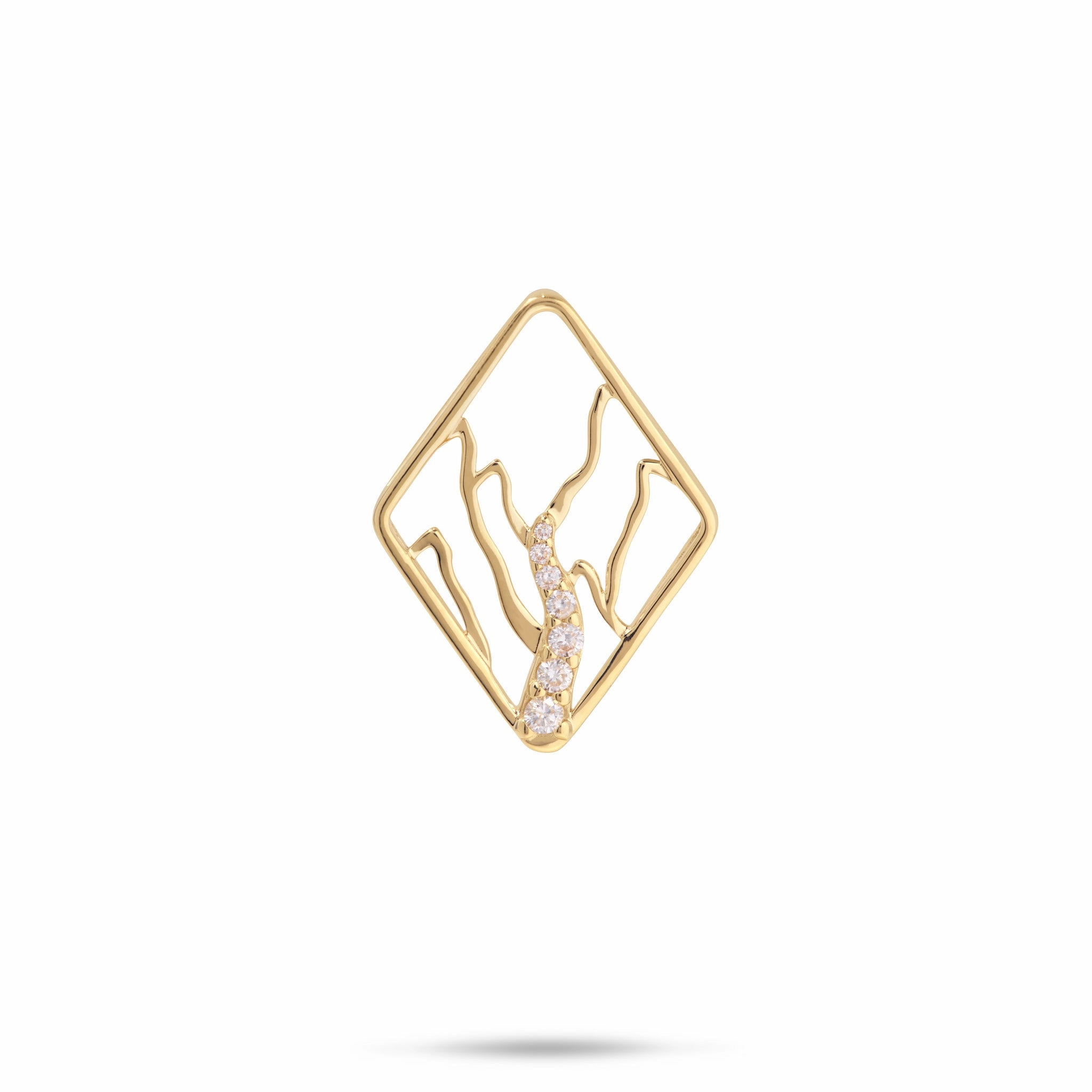 Ko?olau Waterfall Pendant in Gold with Diamonds - 22mm Contemporary Design Glimmer Accent