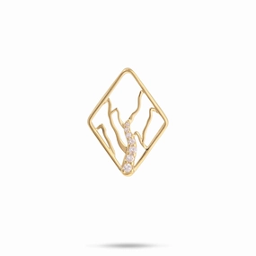 Ko?olau Waterfall Pendant in Gold with Diamonds - 22mm Contemporary Design Glimmer Accent