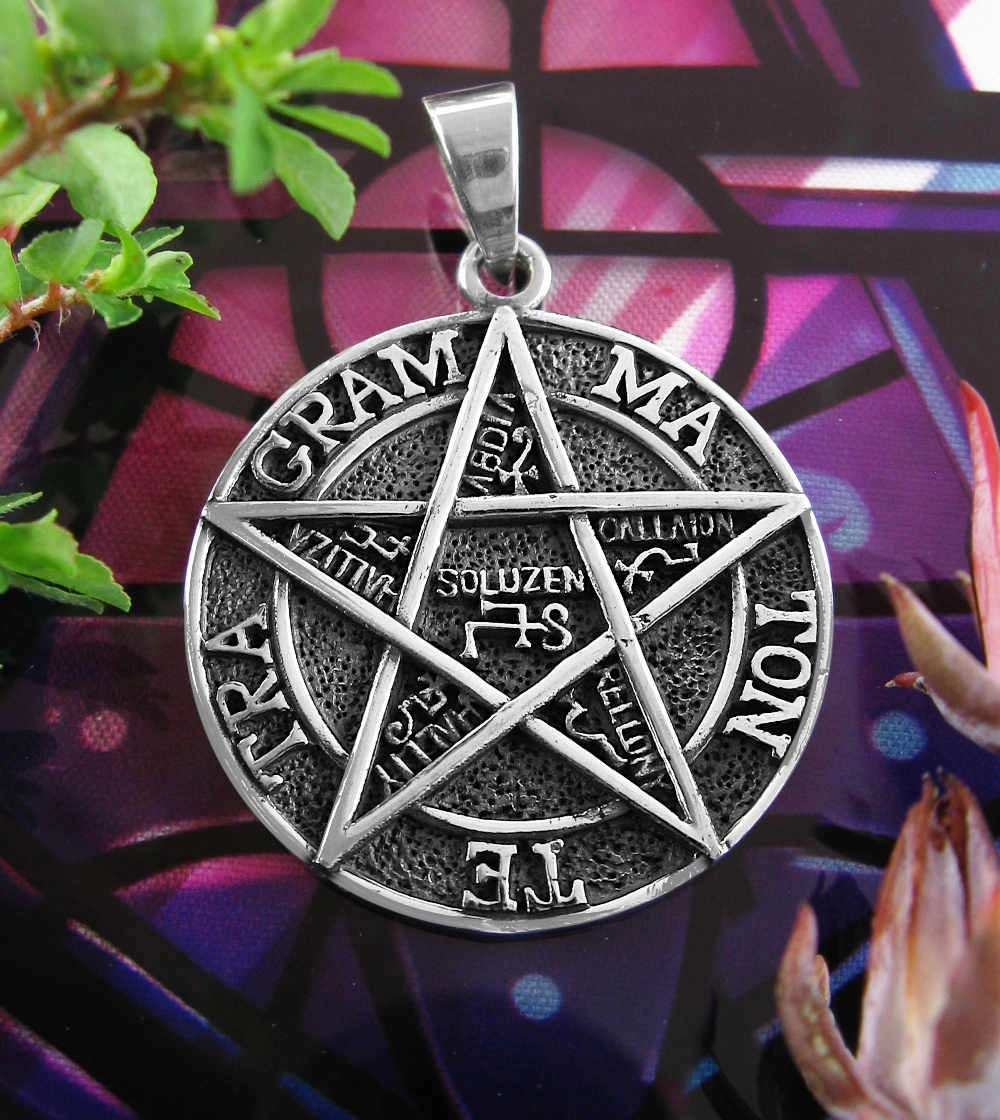 Value Design Large Solid Oxidized Tetragrammaton Symbol Yahweh HaShem Hebrew Pendant